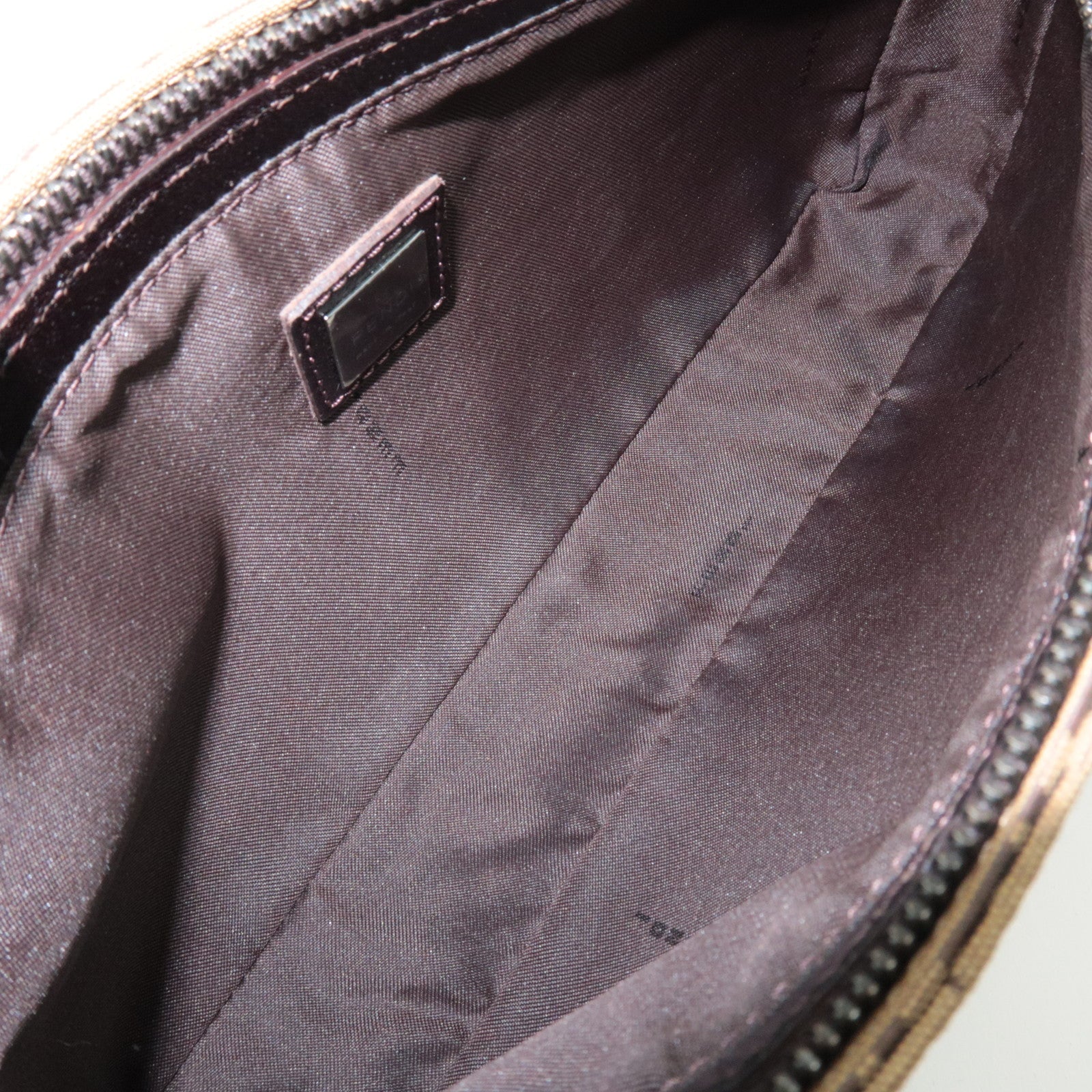 FENDI Zucchino Shoulder Bag Canvas Leather Beige Brown 8BR042