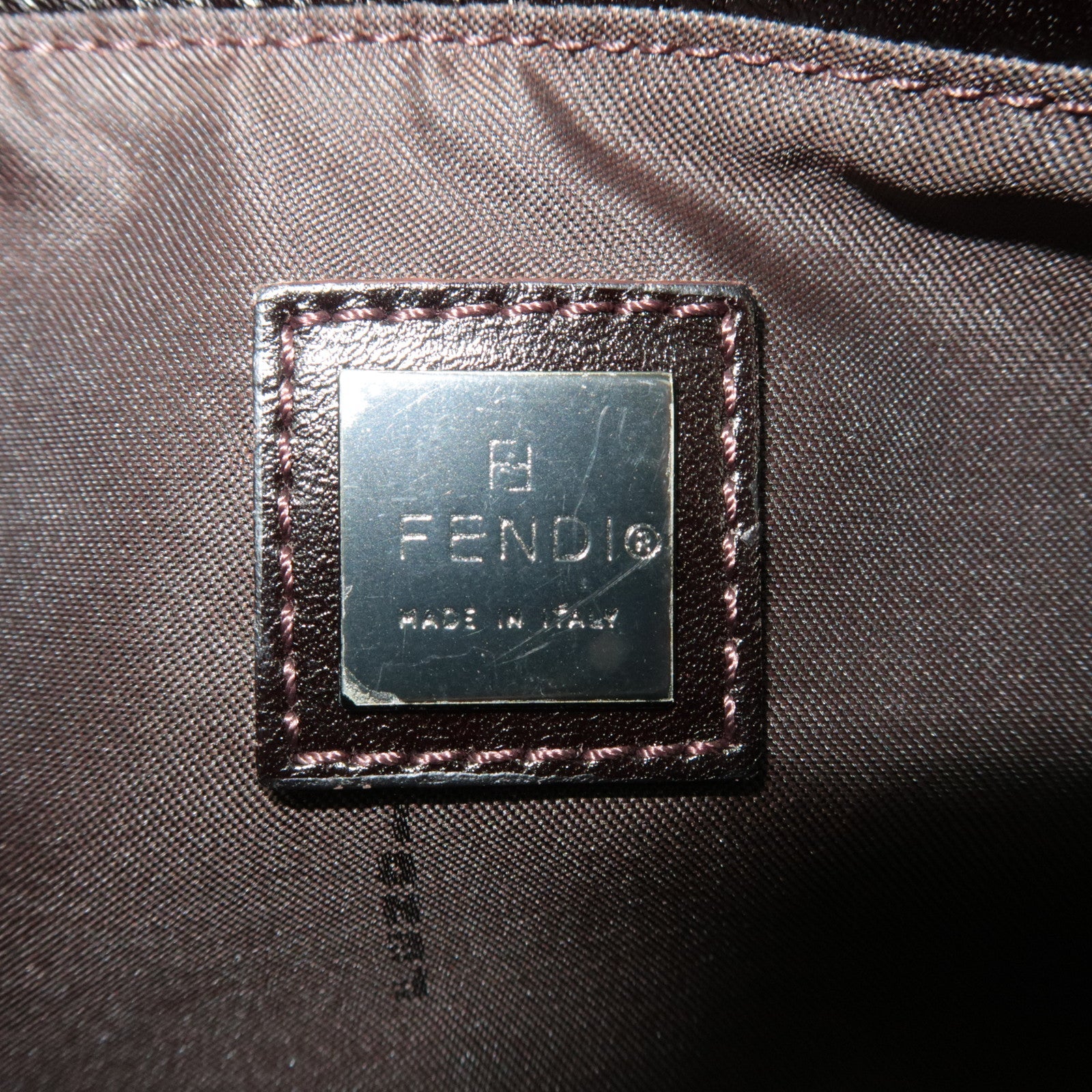 FENDI Zucchino Shoulder Bag Canvas Leather Beige Brown 8BR042