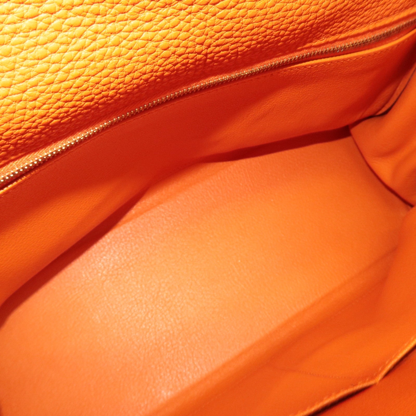 HERMES Kelly 32 Handbag H Stamp (2004) Taurillon Clemence Orange Gold HDW *Box, Dust bag, Strap, Key Lock, Clochette, Rain cover