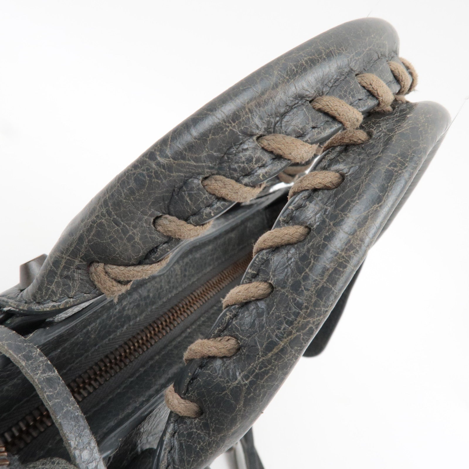 BALENCIAGA Classic Mini City 2Way Handbag Leather Gray 300295 *Strap, Mirror