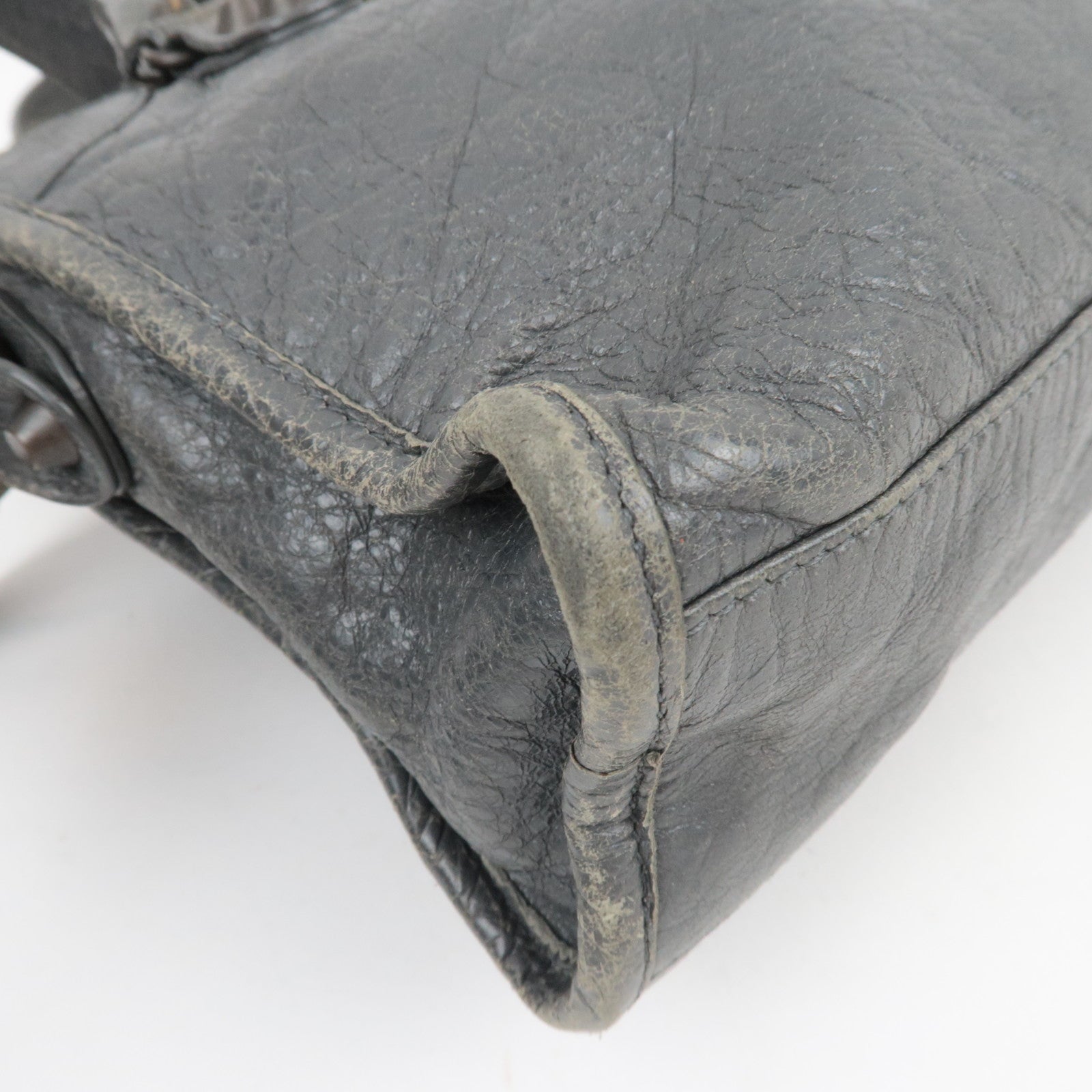 BALENCIAGA Classic Mini City 2Way Handbag Leather Gray 300295 *Strap, Mirror