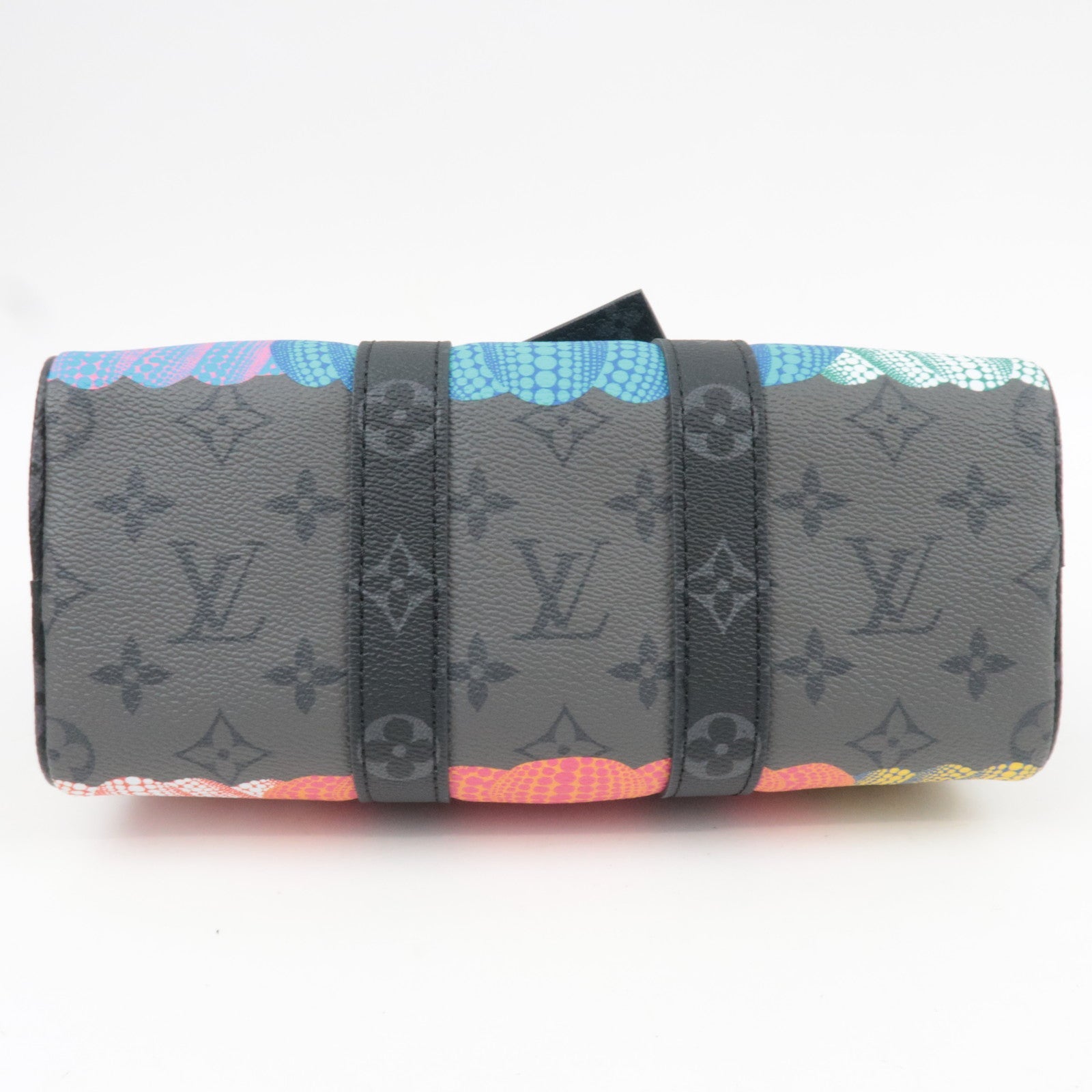 Louis Vuitton Yayoi Kusama Monogram Eclipse Reverse Keepall Bandouliere 25 Handbag M46437 RFID *Box, Dust bag, Strap, Name tag