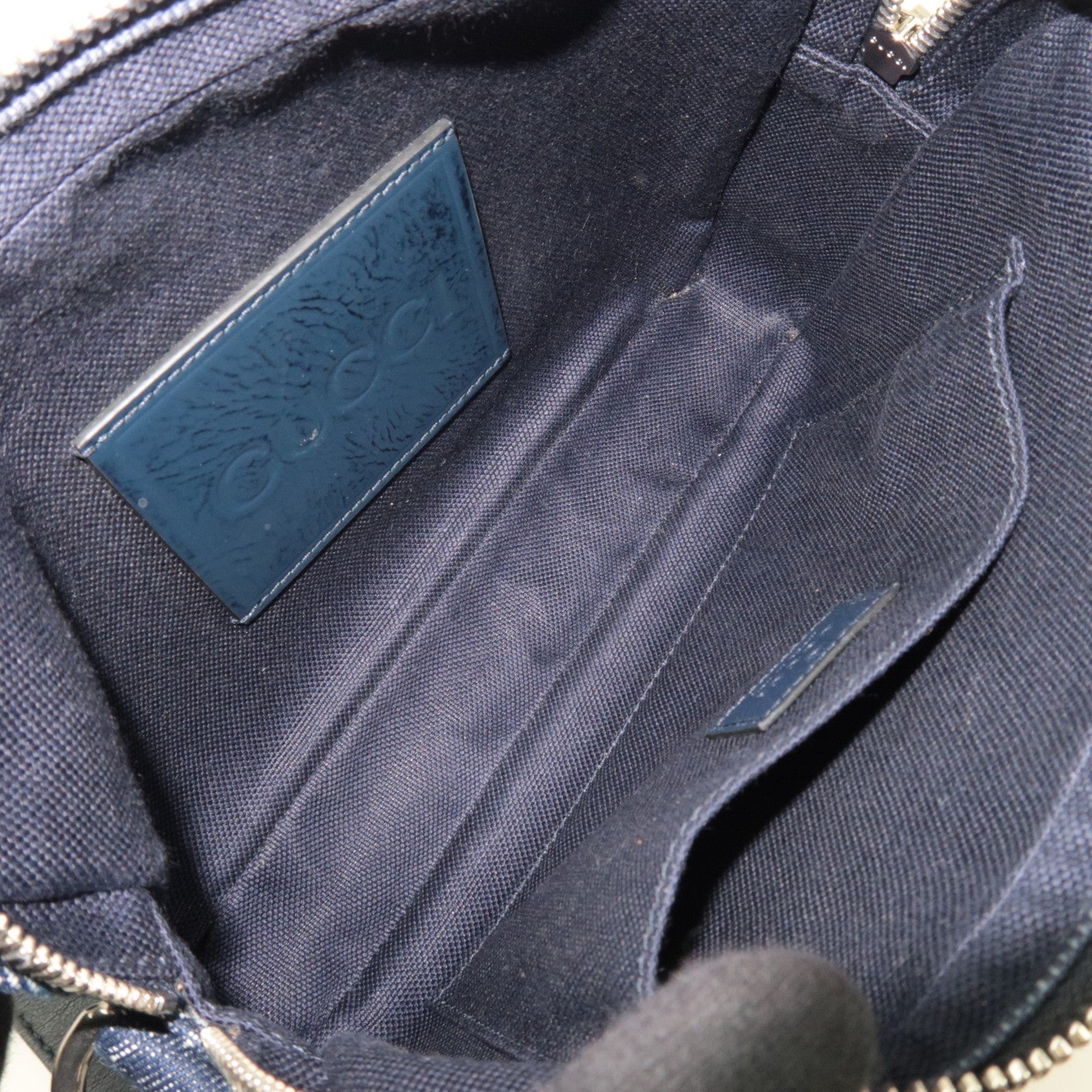 GUCCI GG Denim Small Crossbody Bag Leather Navy 849009