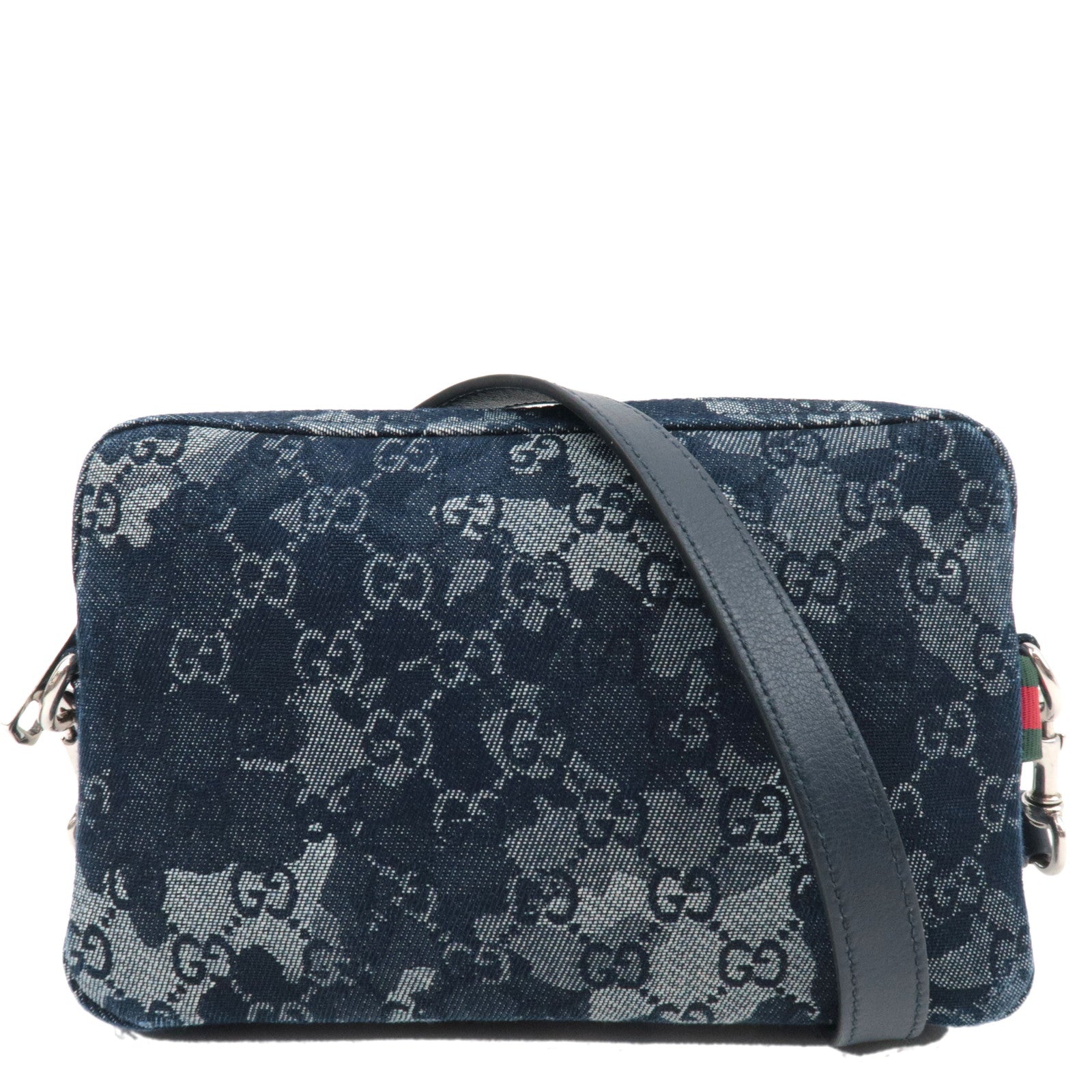 GUCCI GG Denim Small Crossbody Bag Leather Navy 84900981741