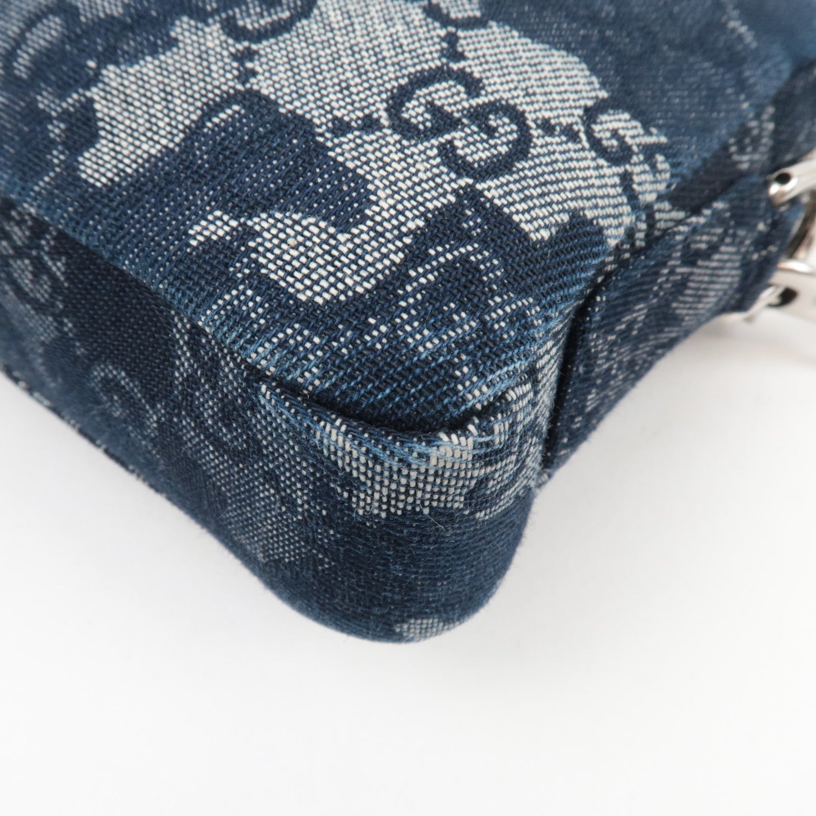 GUCCI GG Denim Small Crossbody Bag Leather Navy 849009