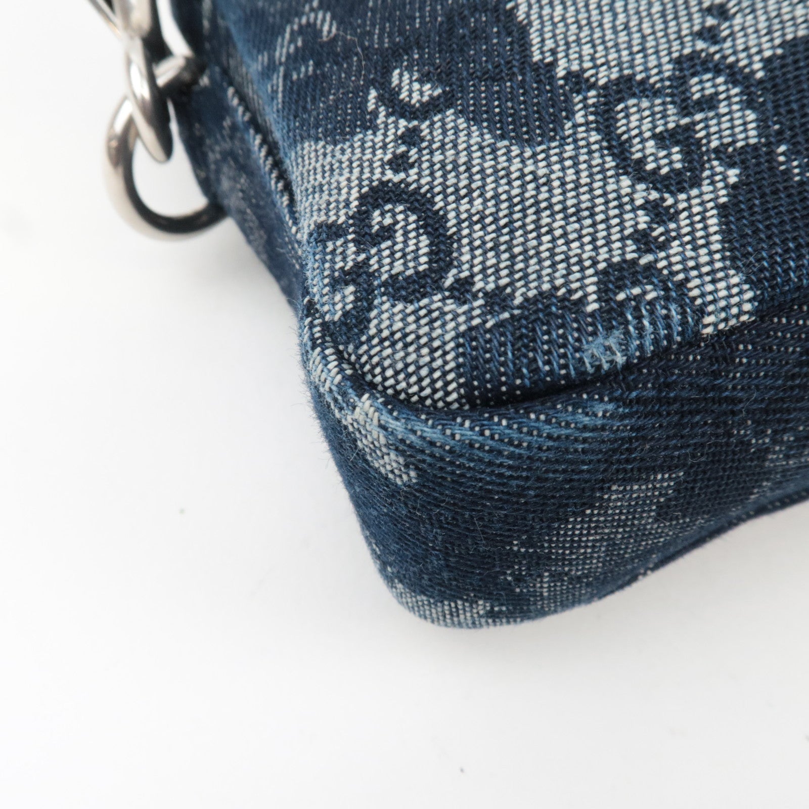 GUCCI GG Denim Small Crossbody Bag Leather Navy 849009