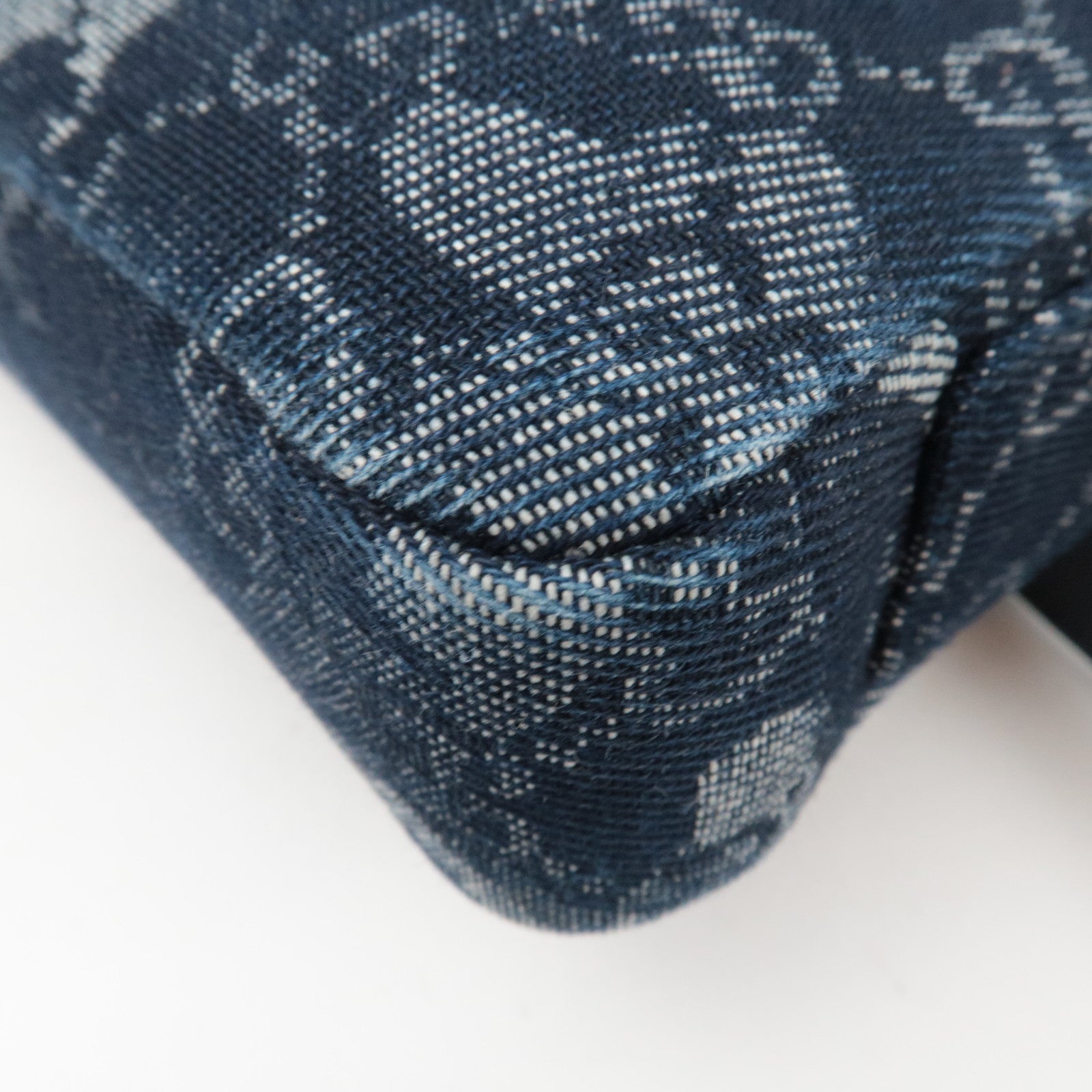 GUCCI GG Denim Small Crossbody Bag Leather Navy 849009