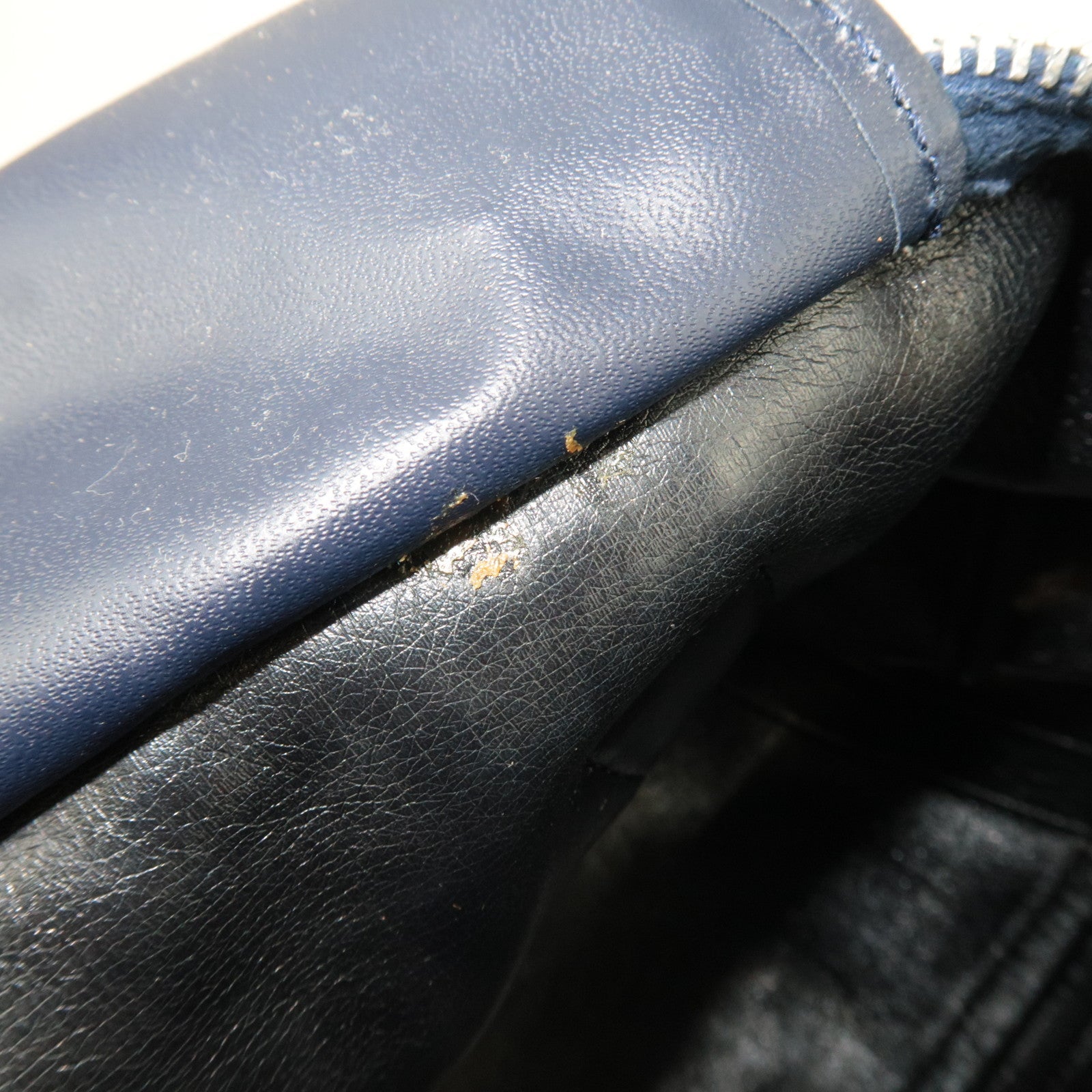 Christian Dior Trotter Boston Bag Canvas Leather Beige Navy