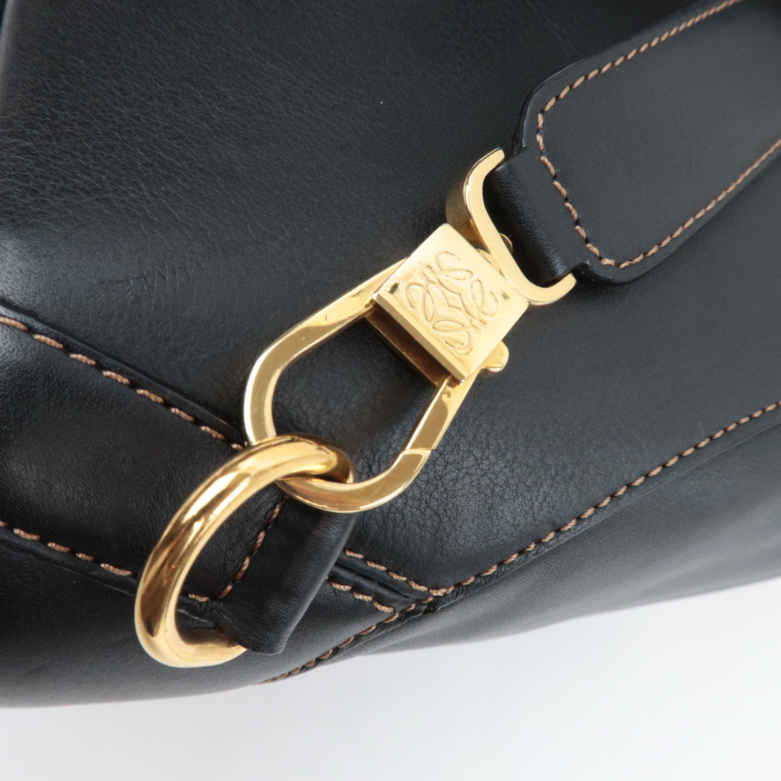 LOEWE Anton Sling Bag Shoulder Bag Leather Black Gold HDW *Pouch