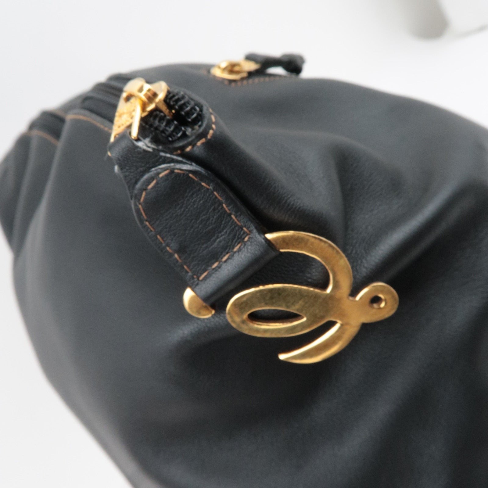 LOEWE Anton Sling Bag Shoulder Bag Leather Black Gold HDW *Pouch