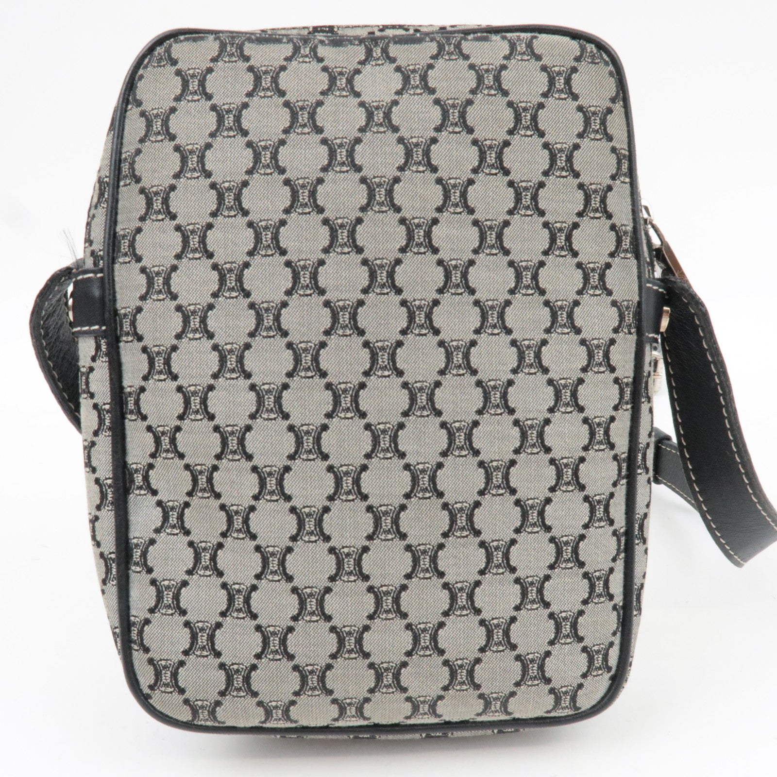 CELINE Macadam Shoulder Bag Canvas Leather Gray Navy