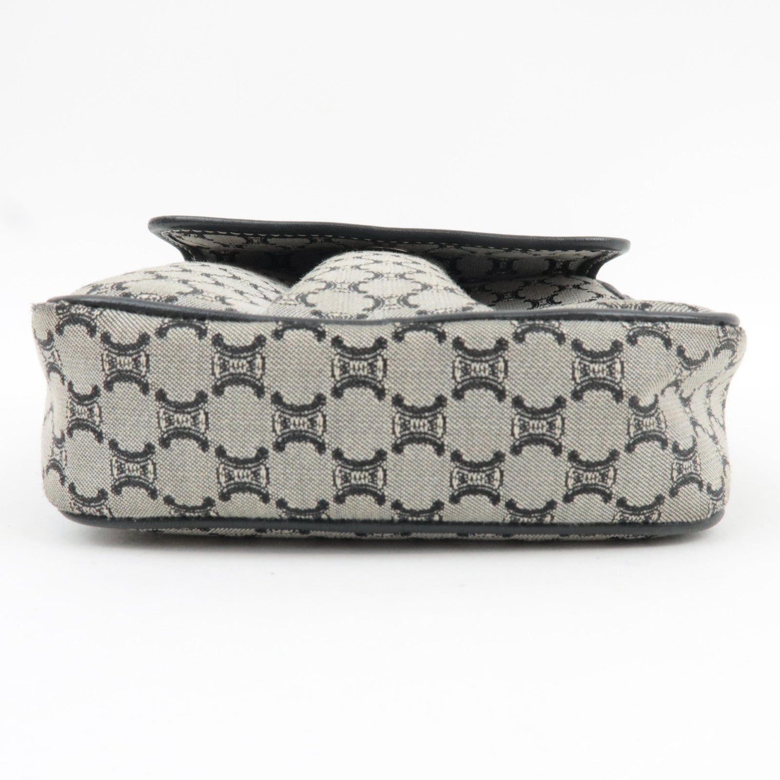 CELINE Macadam Shoulder Bag Canvas Leather Gray Navy