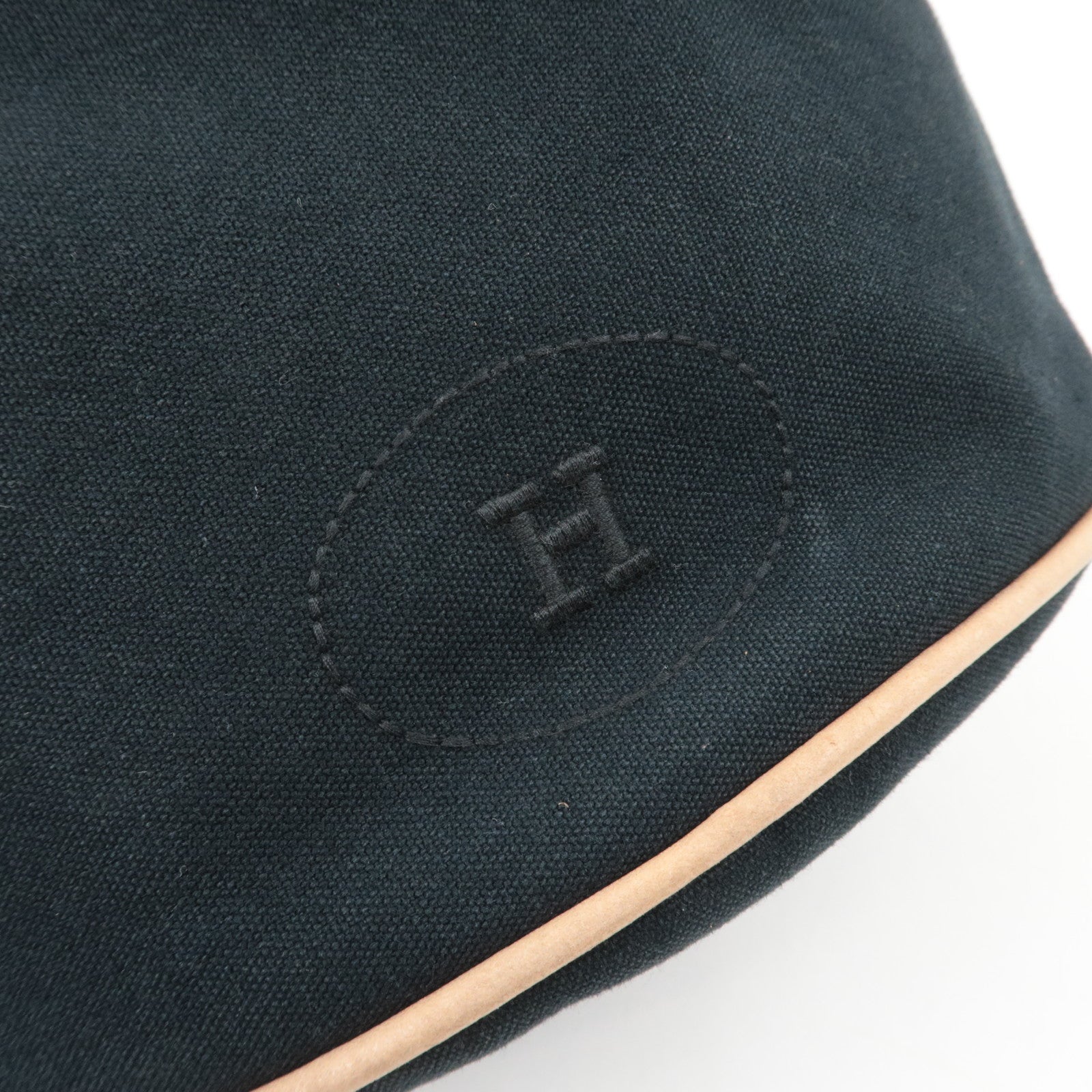 HERMES Polochon Mimile GM Shoulder Bag Canvas Leather Black