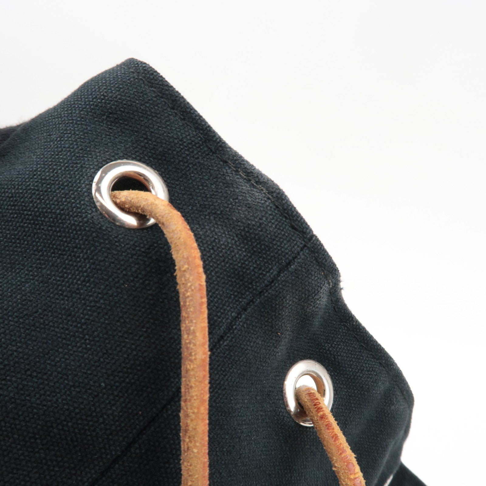 HERMES Polochon Mimile GM Shoulder Bag Canvas Leather Black