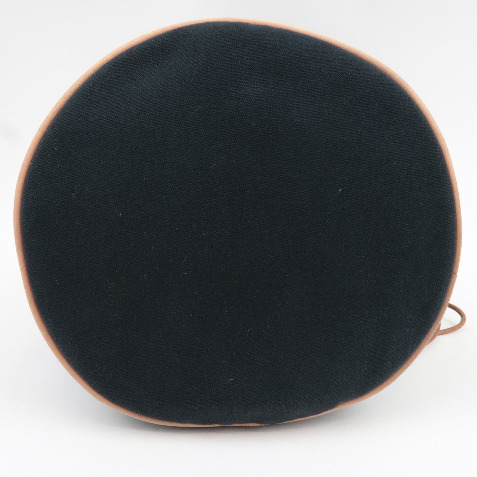 HERMES Polochon Mimile GM Shoulder Bag Canvas Leather Black