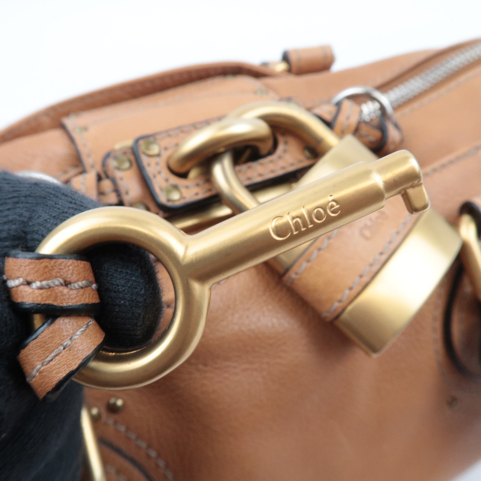 Chloe Paddington Handbag Leather Light Brown *Key Lock