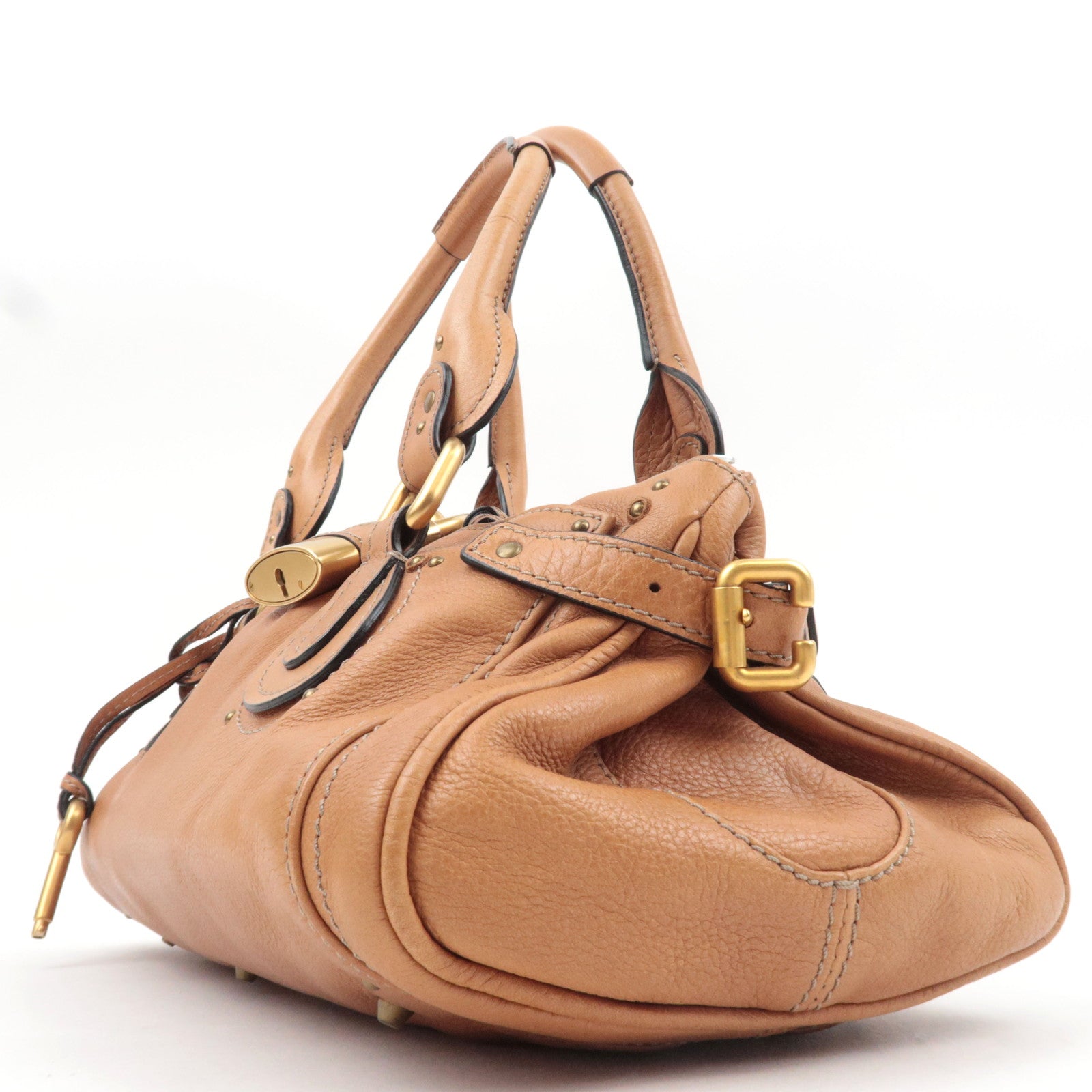 Chloe Paddington Handbag Leather Light Brown *Key Lock