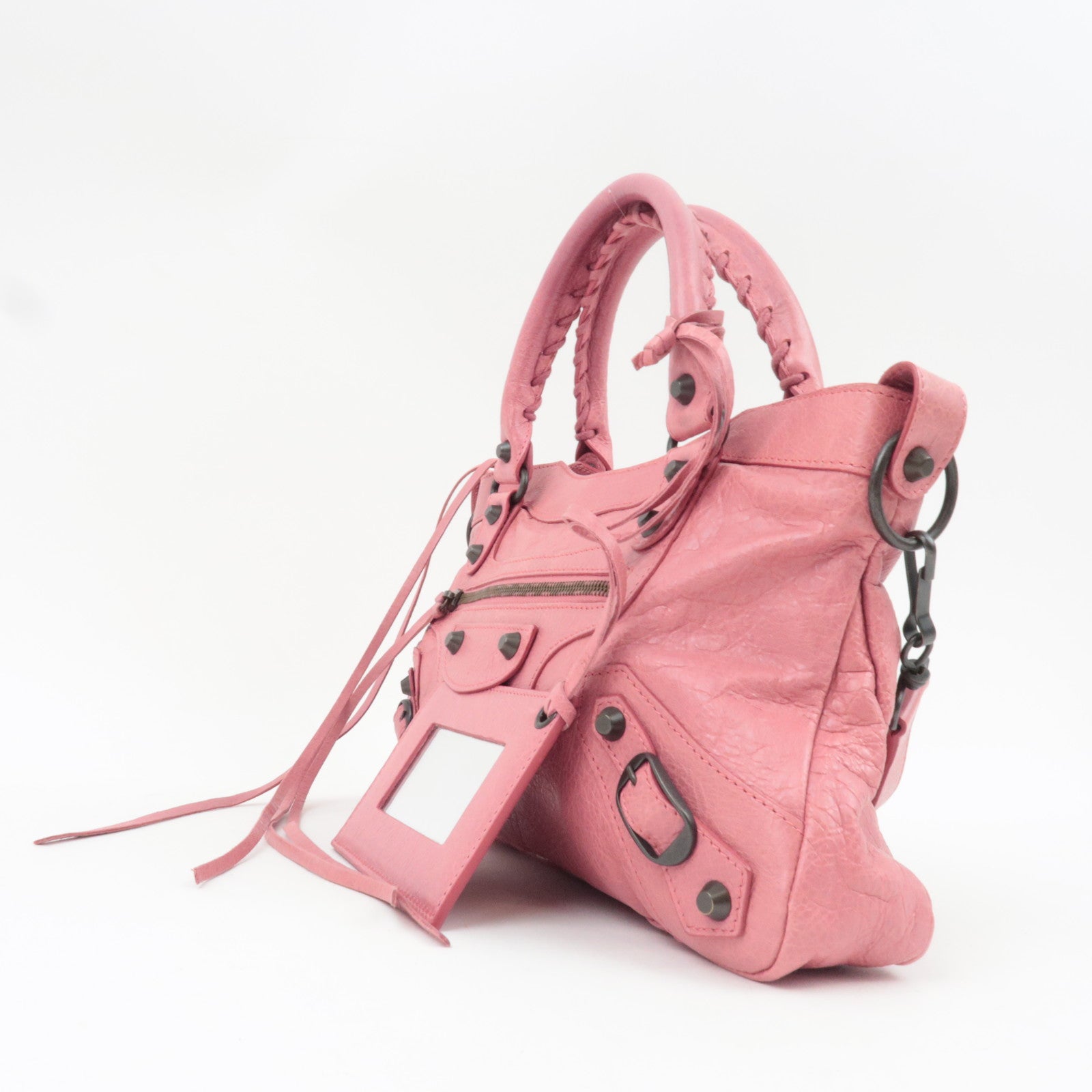BALENCIAGA The First Handbag Leather Pink 103208 *Mirror