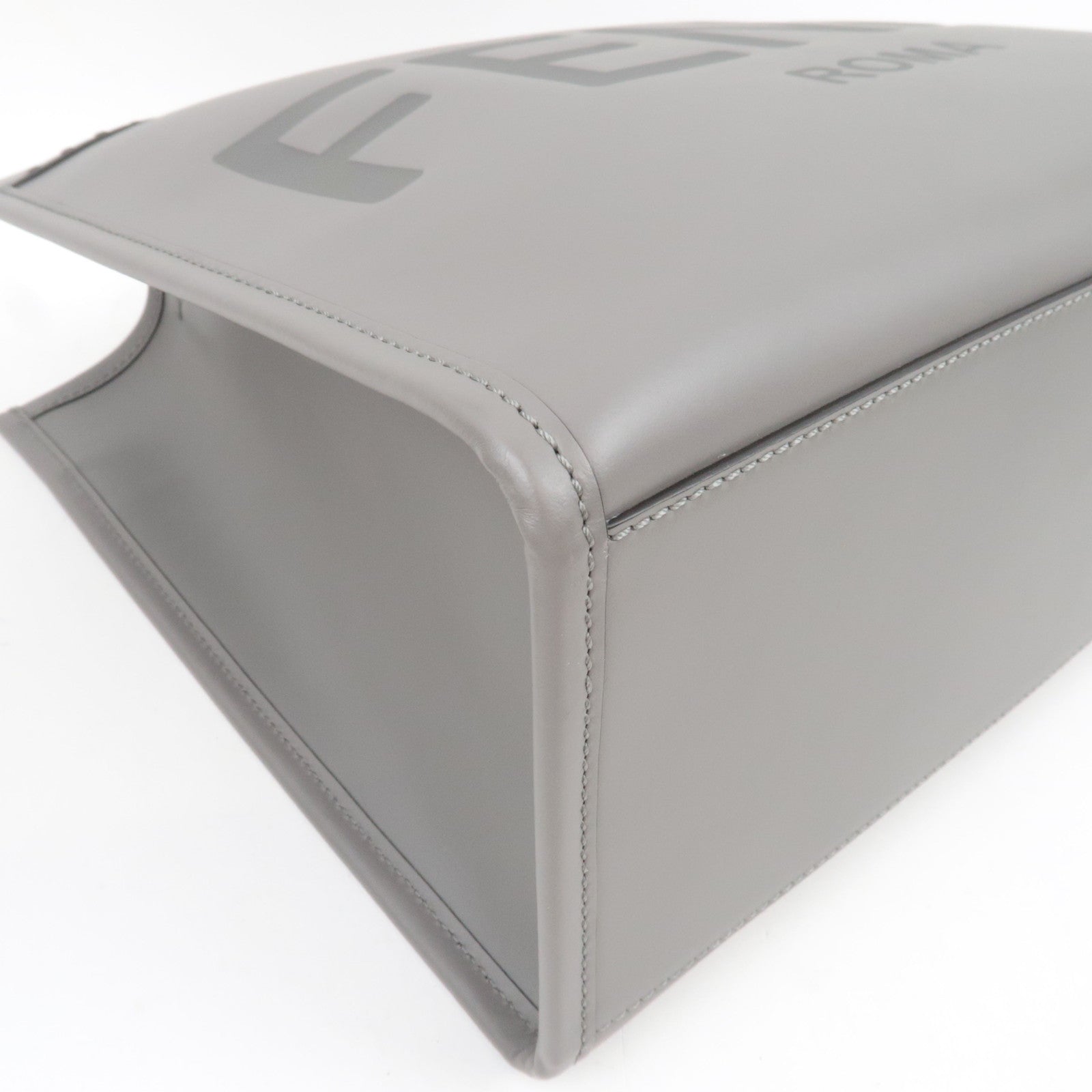 FENDI Sunshine Medium Tote Bag Leather Gray 8BH386 *Strap