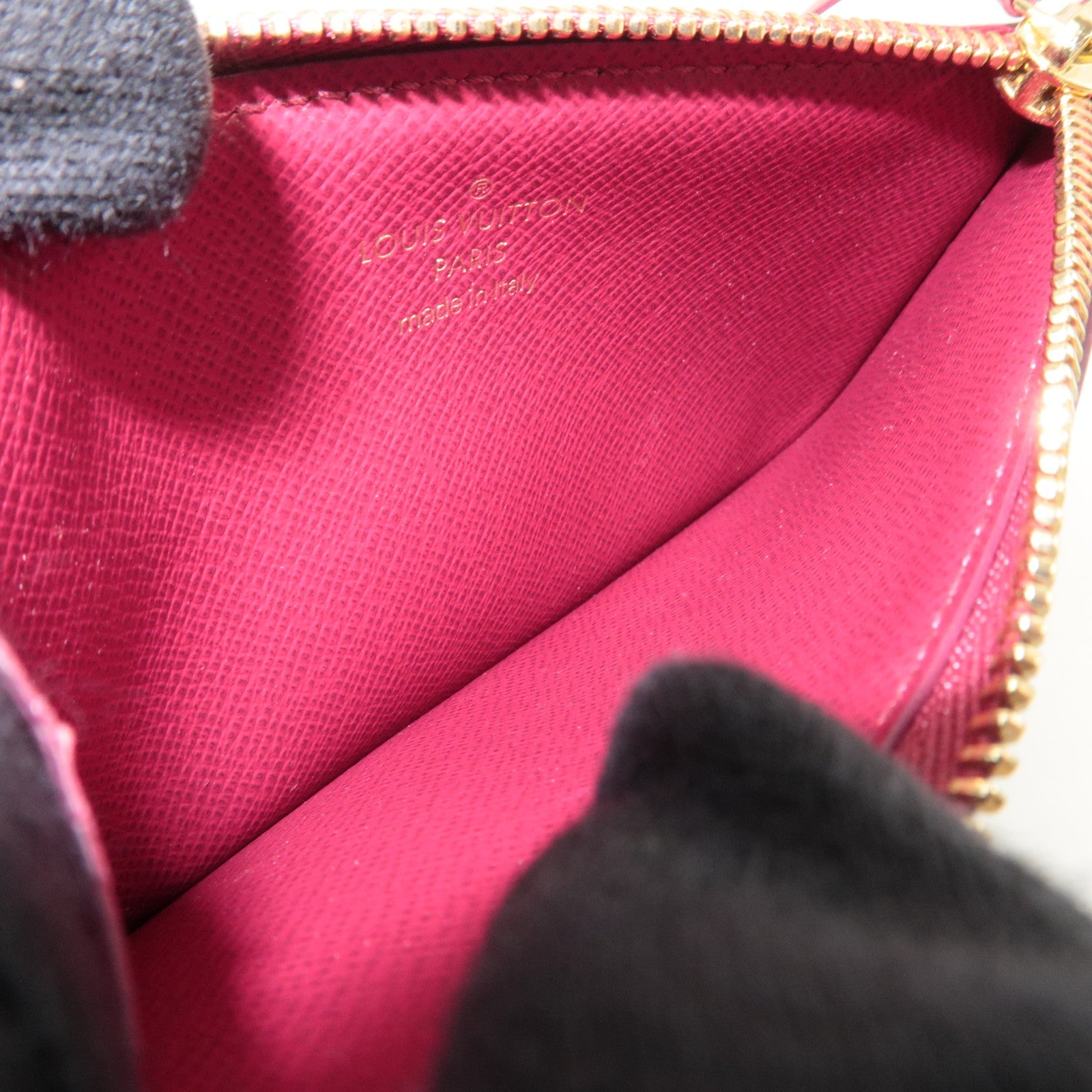 Louis Vuitton Monogram Porte Carte Zip Coin Purse Fuchsia M67889 NZ2129 *Dust bag