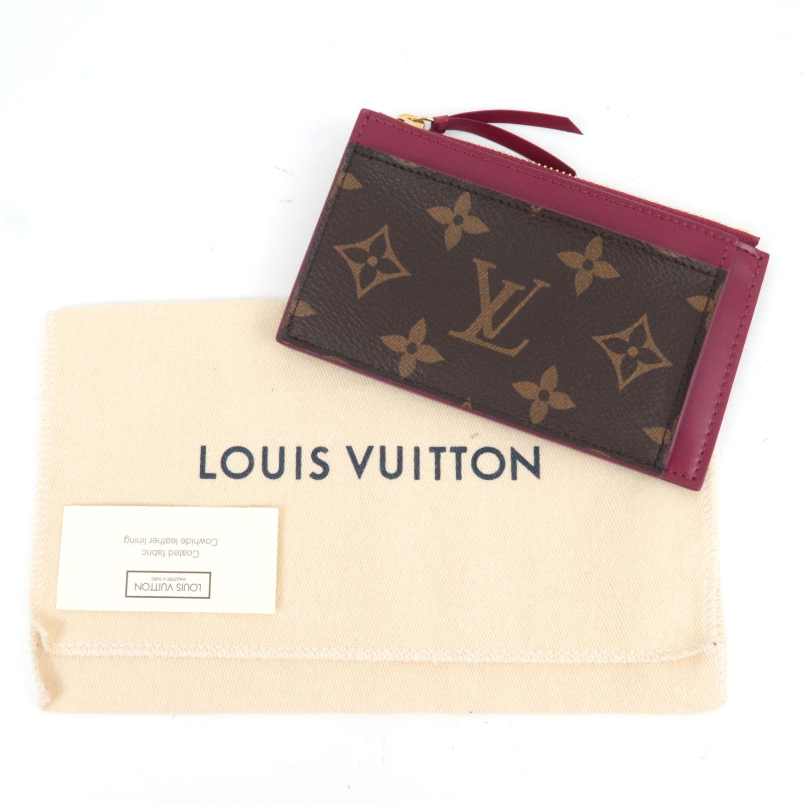 Louis Vuitton Monogram Porte Carte Zip Coin Purse Fuchsia M67889 NZ2129 *Dust bag