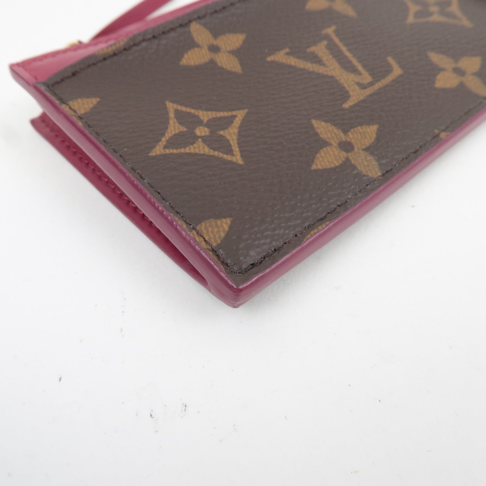 Louis Vuitton Monogram Porte Carte Zip Coin Purse Fuchsia M67889 NZ2129 *Dust bag