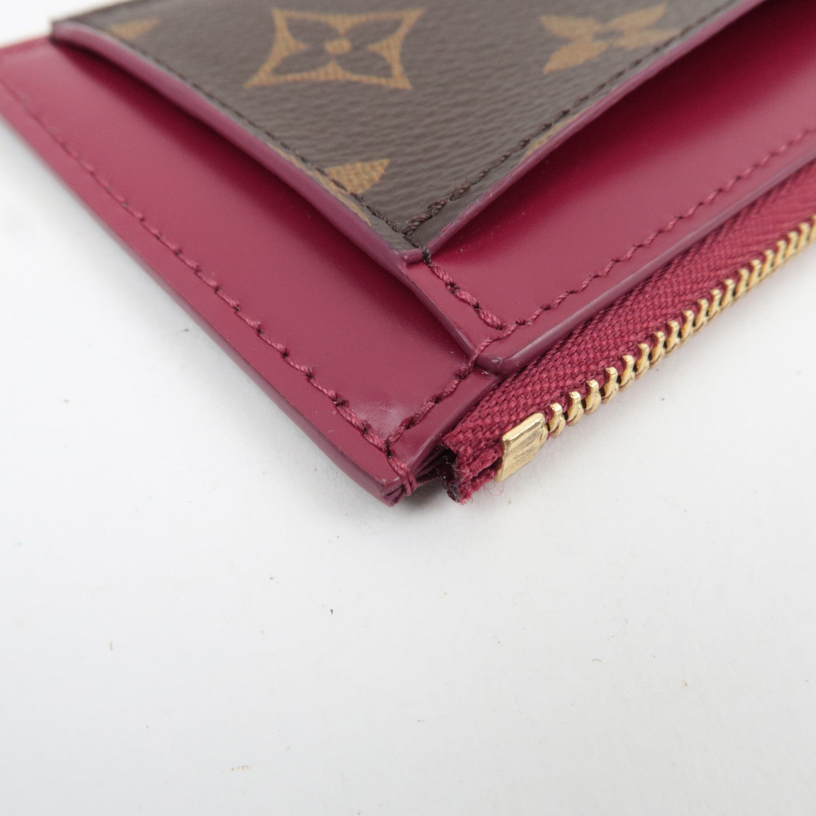 Louis Vuitton Monogram Porte Carte Zip Coin Purse Fuchsia M67889 NZ2129 *Dust bag