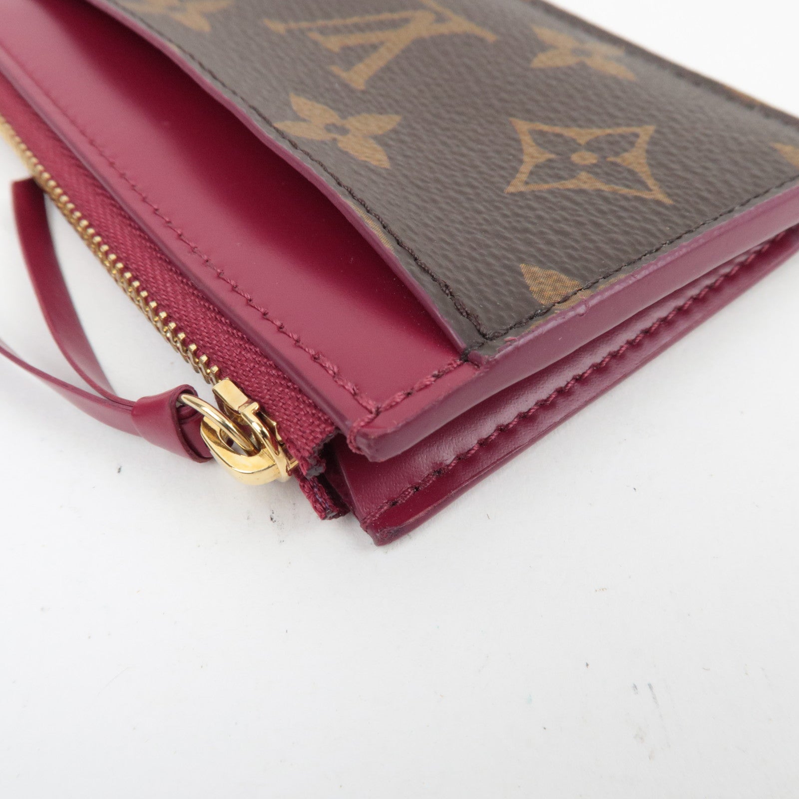 Louis Vuitton Monogram Porte Carte Zip Coin Purse Fuchsia M67889 NZ2129 *Dust bag
