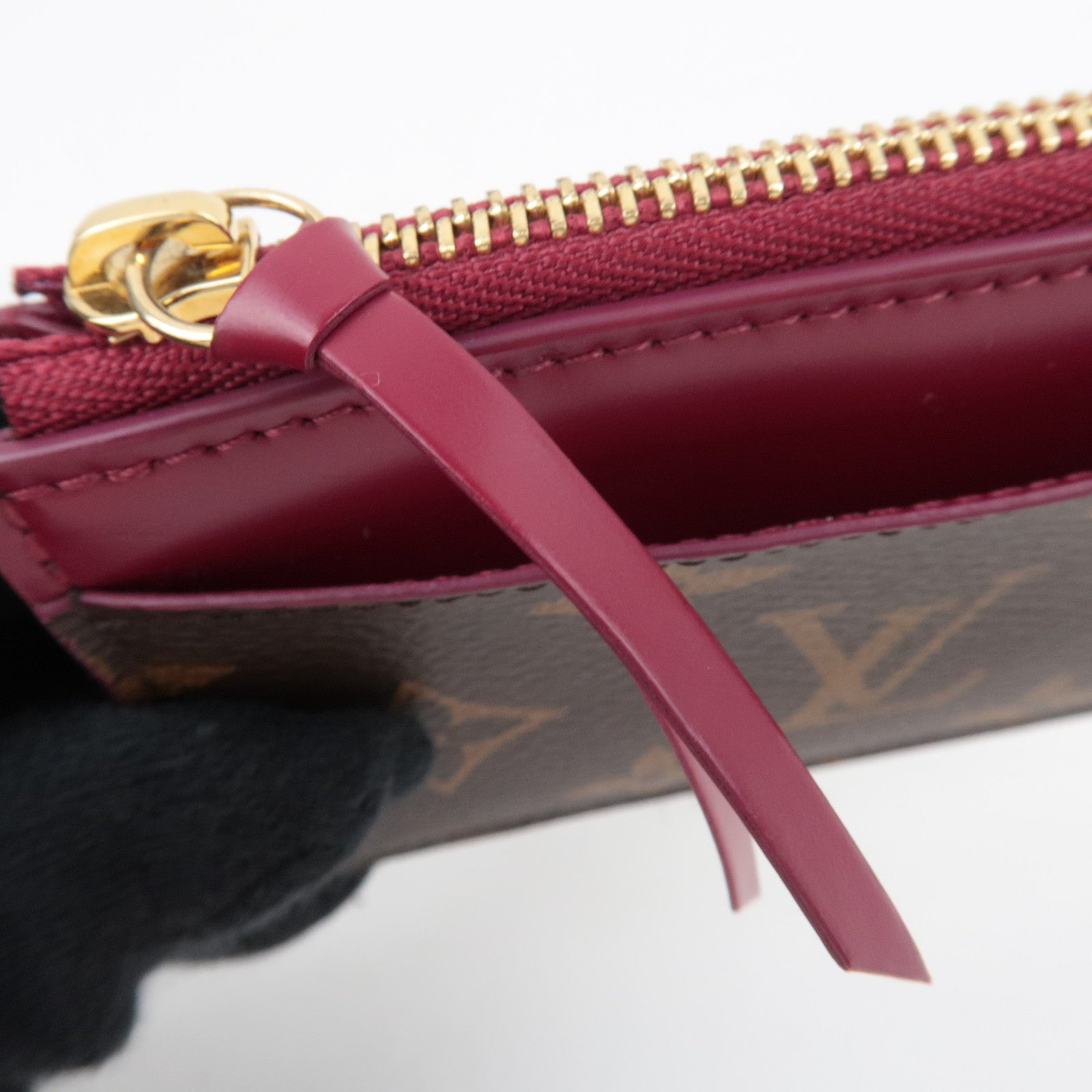 Louis Vuitton Monogram Porte Carte Zip Coin Purse Fuchsia M67889 NZ2129 *Dust bag
