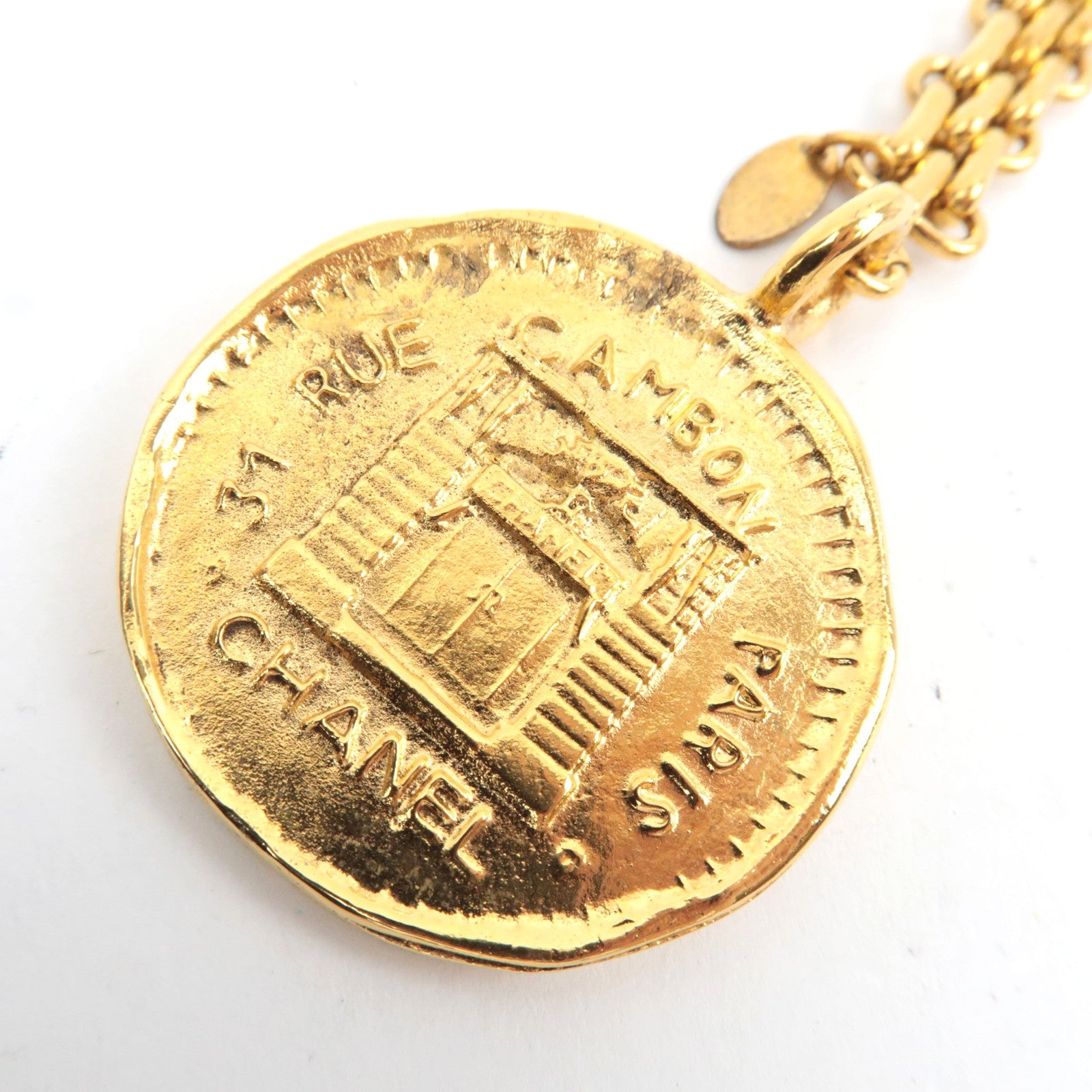 CHANEL Cambon Keychain Metal Gold