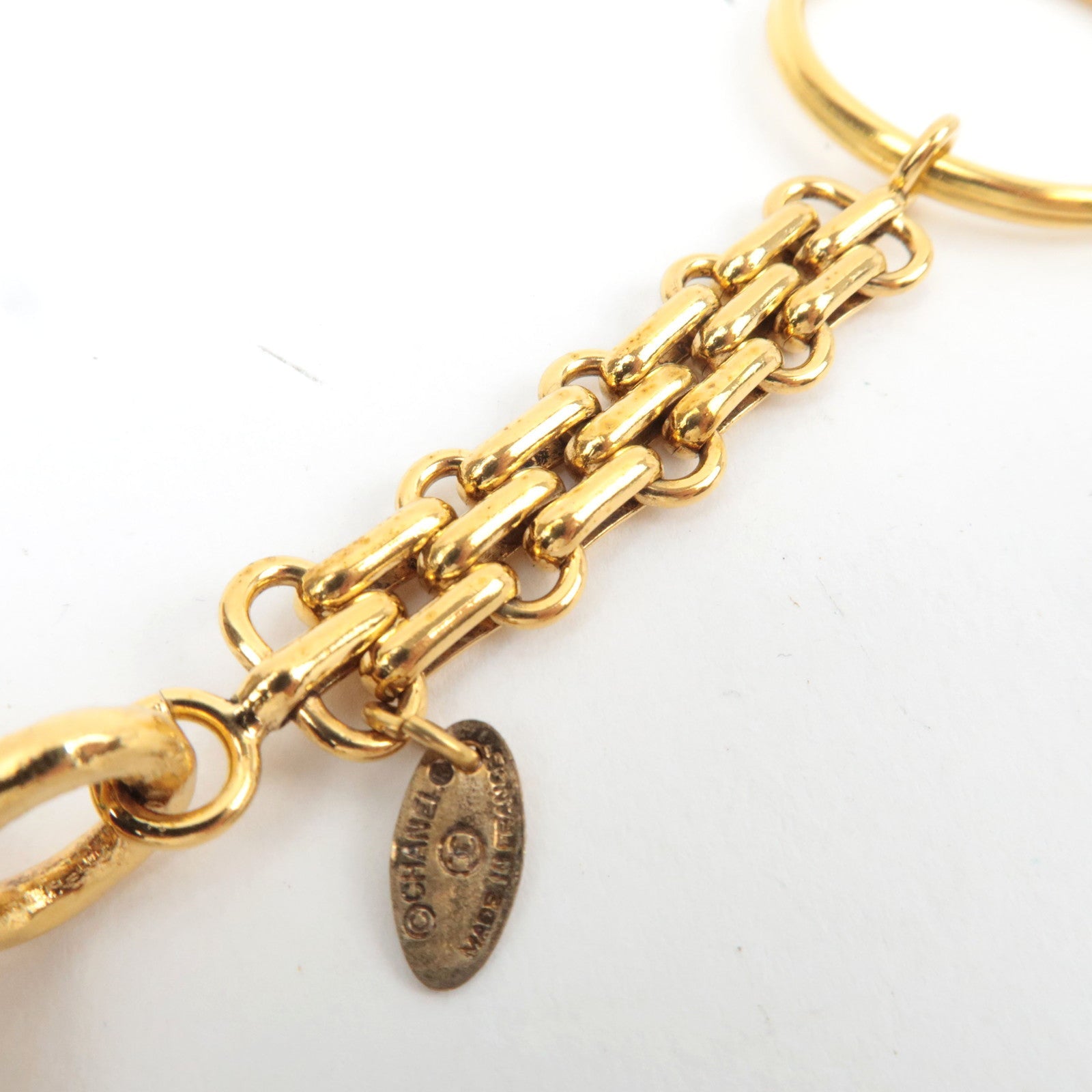 CHANEL Cambon Keychain Metal Gold
