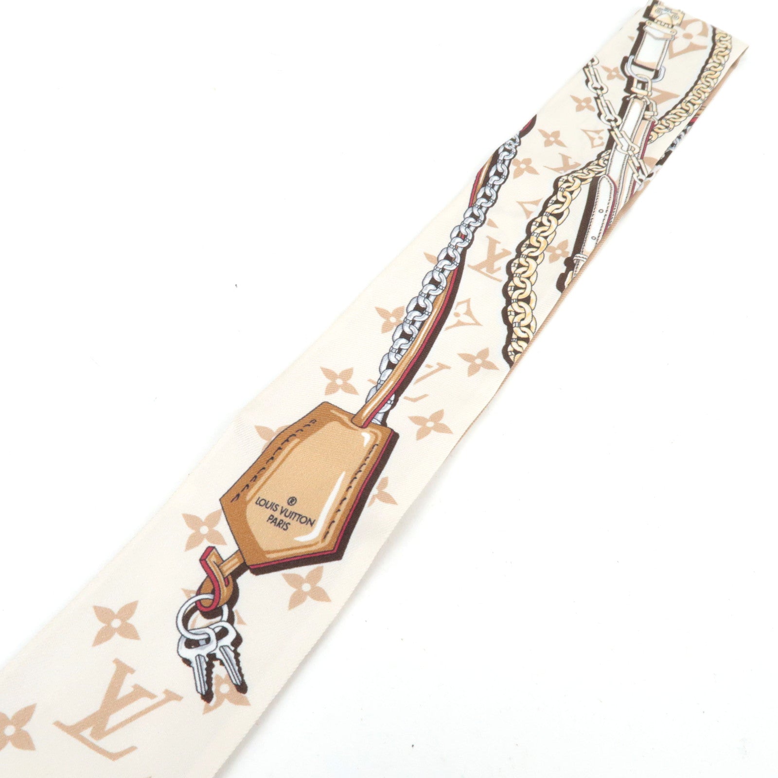 Louis Vuitton Bandeau BB Ultimate Twilly Scarf 100% Silk Beige M77777