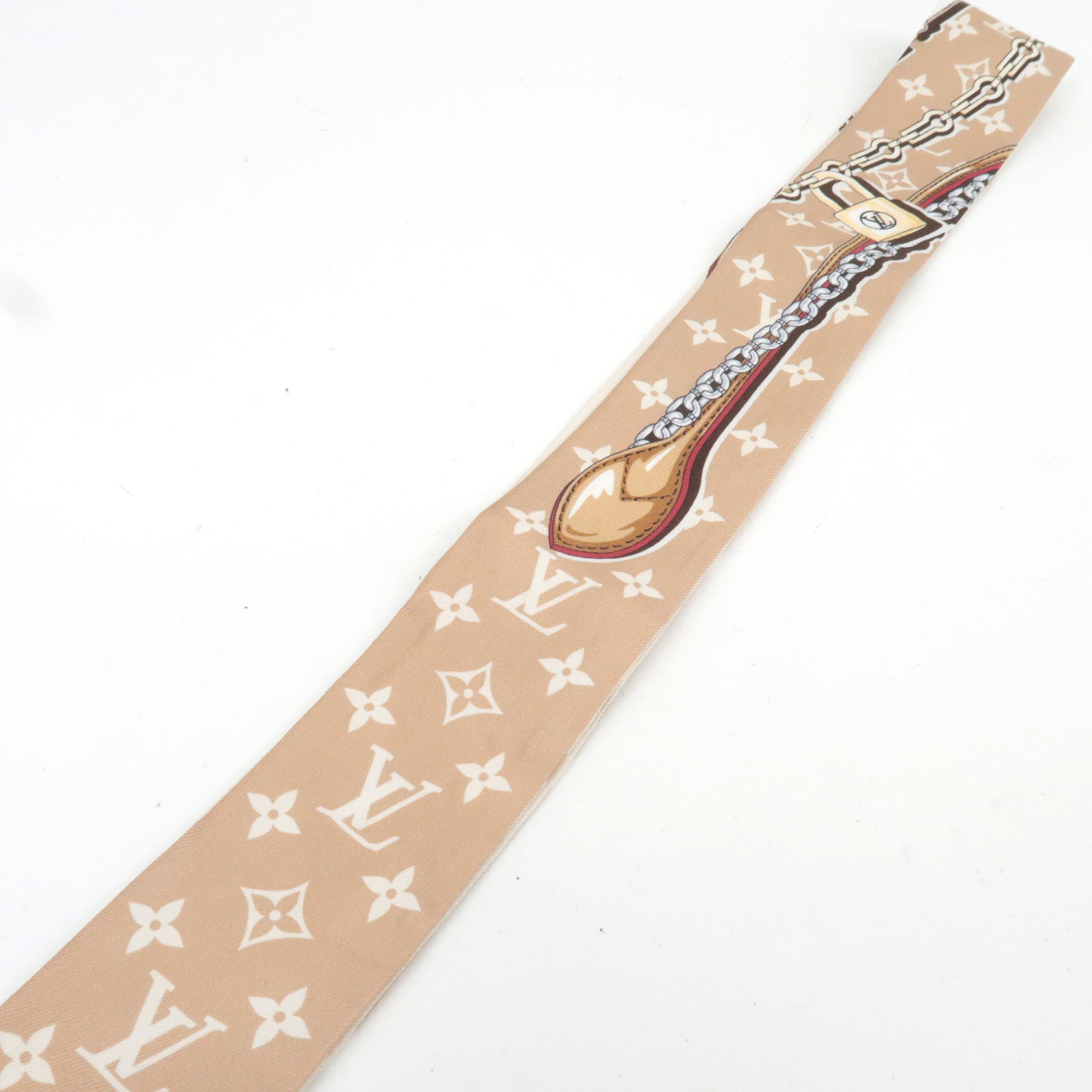 Louis Vuitton Bandeau BB Ultimate Twilly Scarf 100% Silk Beige M77777