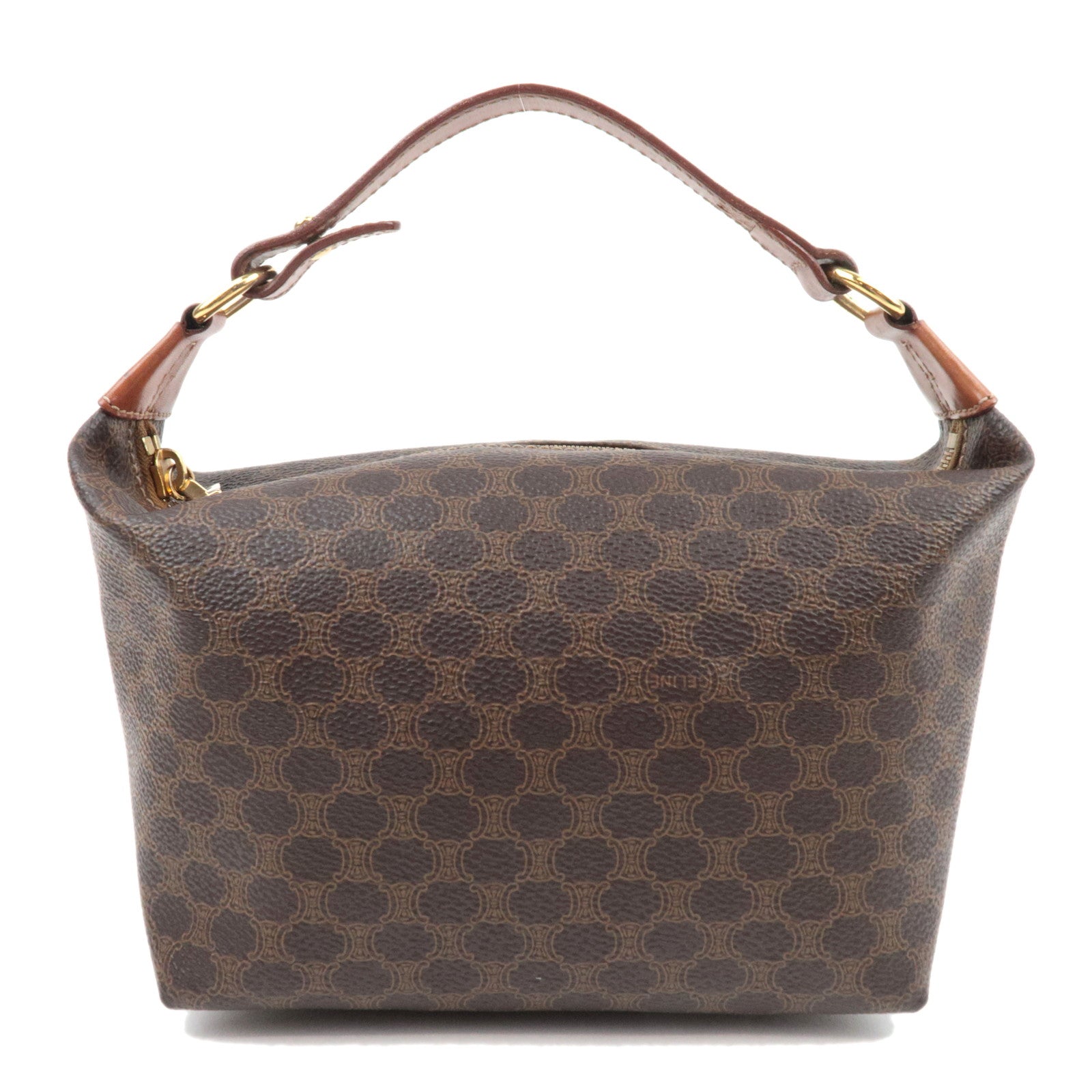 CELINE Macadam Small Handbag PVC Leather Brown81834