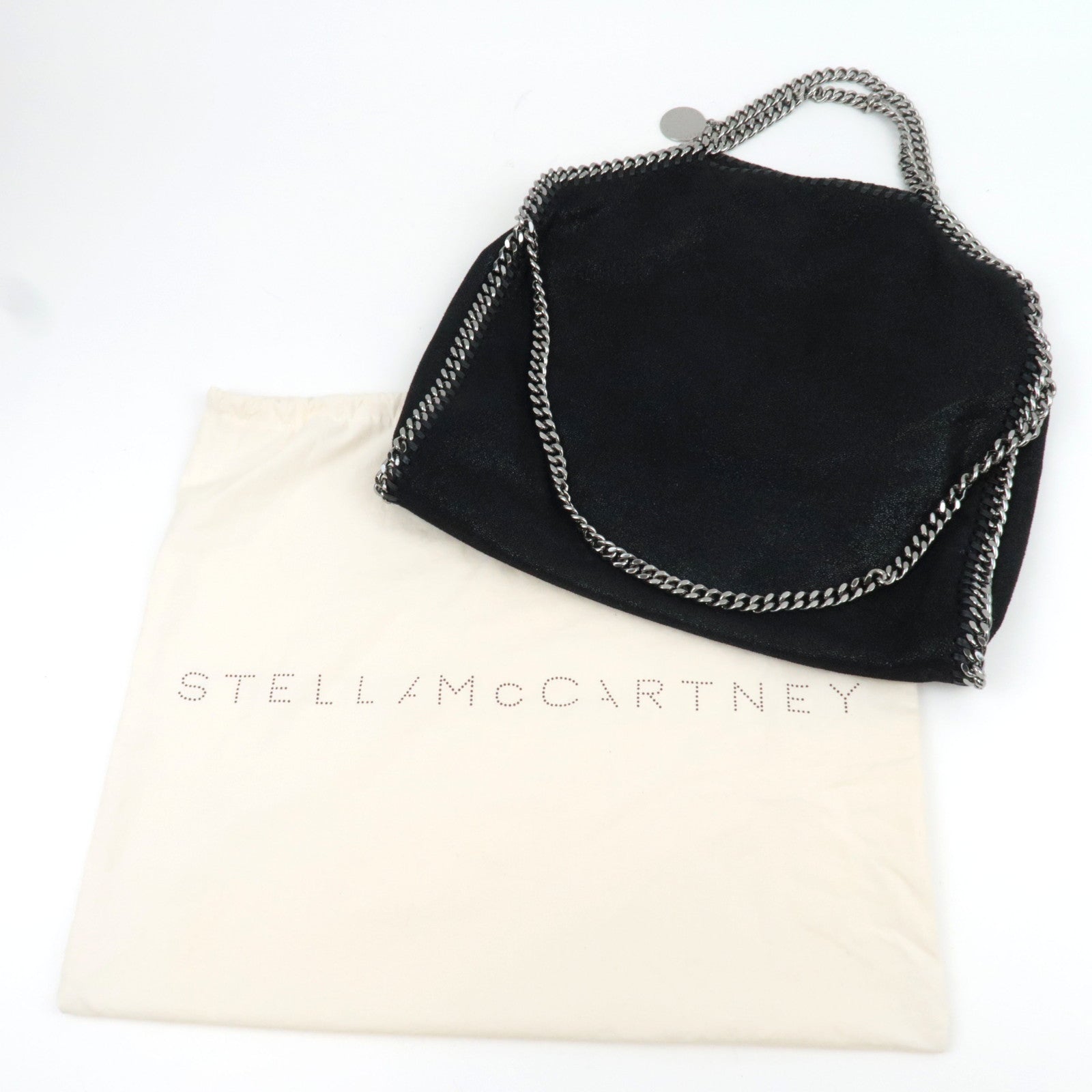 Stella McCartney Falabella Fold Over Chain Shoulder Bag Vegan Leather Black *Dust bag