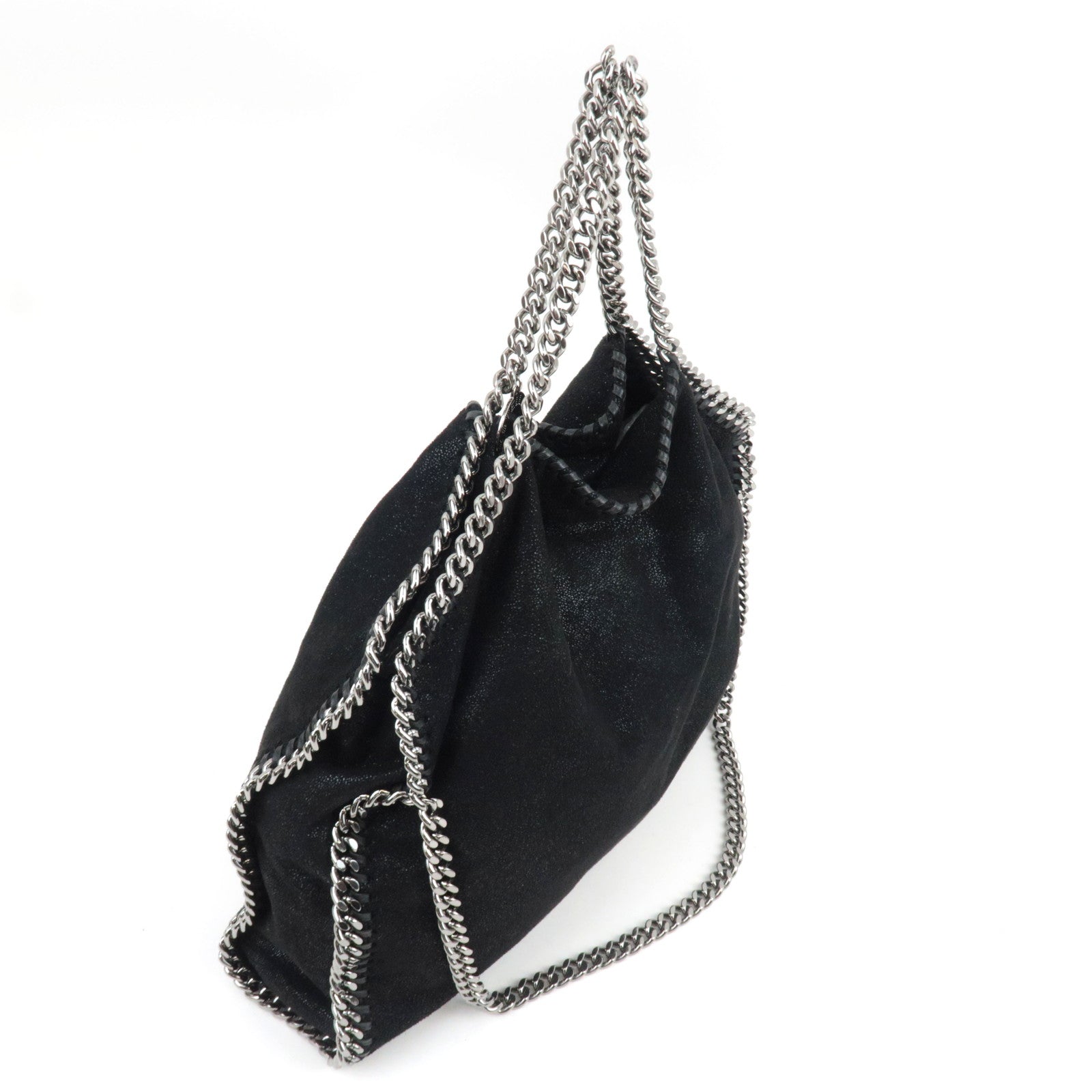 Stella McCartney Falabella Fold Over Chain Shoulder Bag Vegan Leather Black *Dust bag