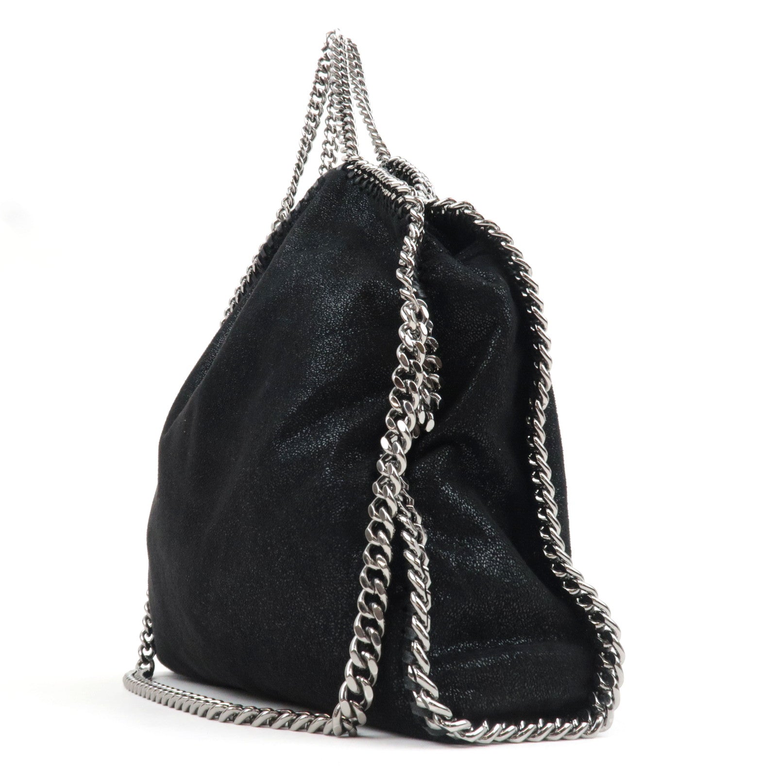 Stella McCartney Falabella Fold Over Chain Shoulder Bag Vegan Leather Black *Dust bag