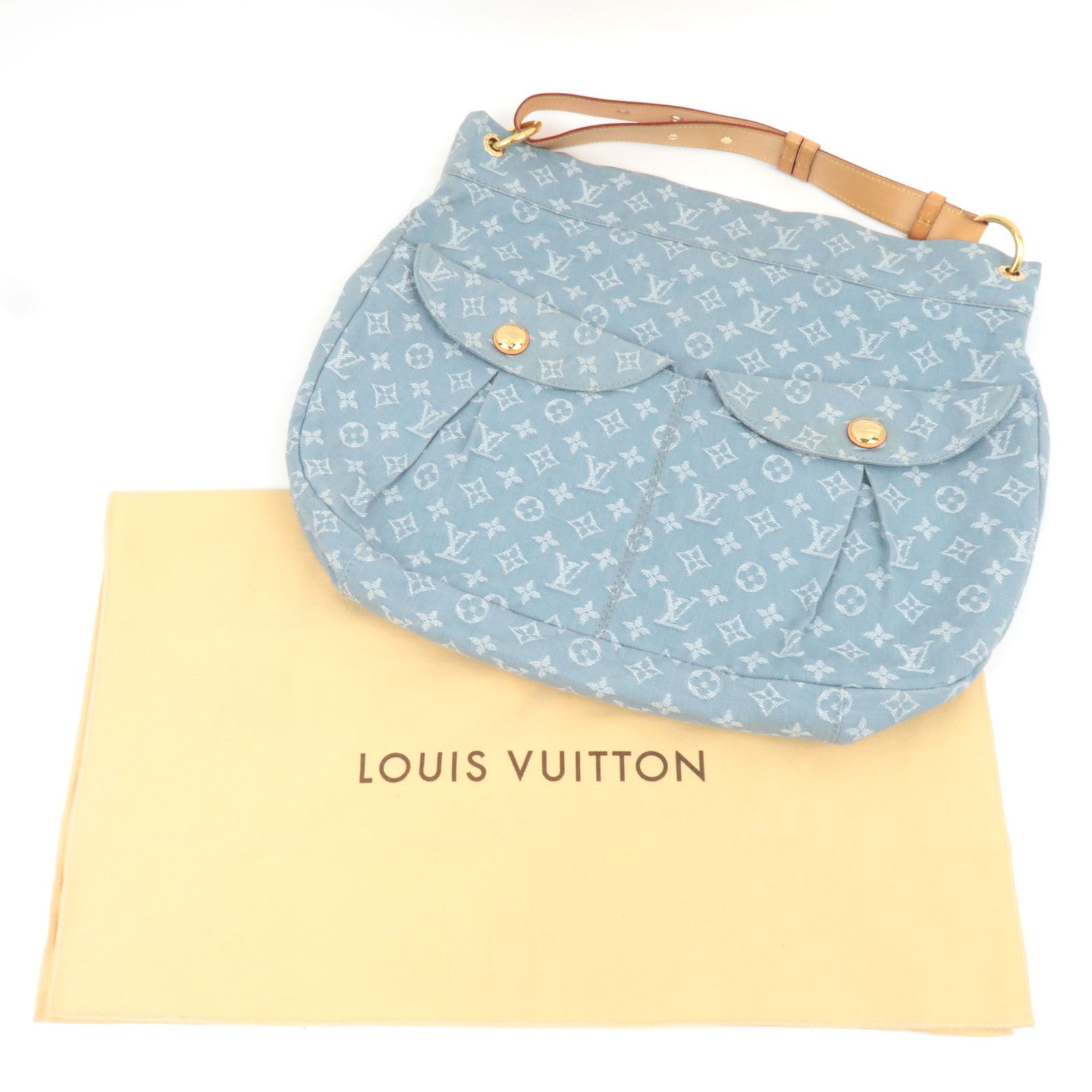 Louis Vuitton Monogram Denim Daily GM Handbag Blue Clair M40492 FO2141 *Dust Bag