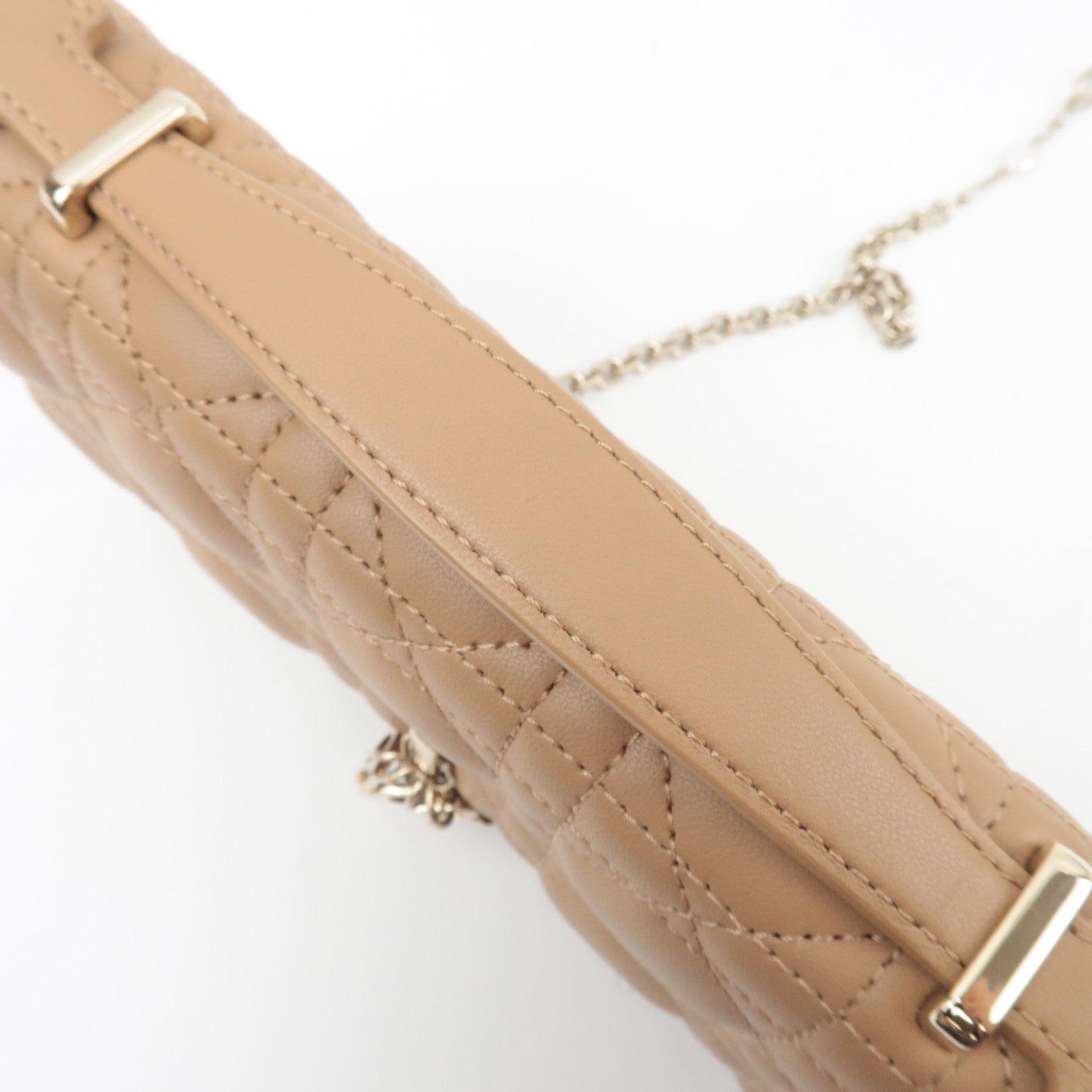 Christian Dior Cannage My Dior Mini Bag Lambskin Tan S0980ONMJ *Box, Dust bag, Chain Strap