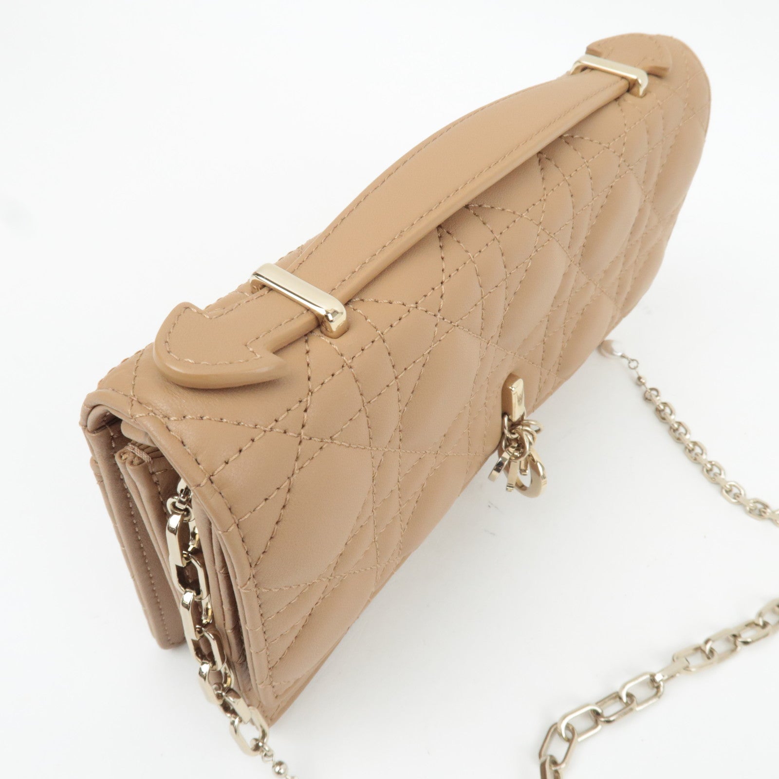 Christian Dior Cannage My Dior Mini Bag Lambskin Tan S0980ONMJ *Box, Dust bag, Chain Strap