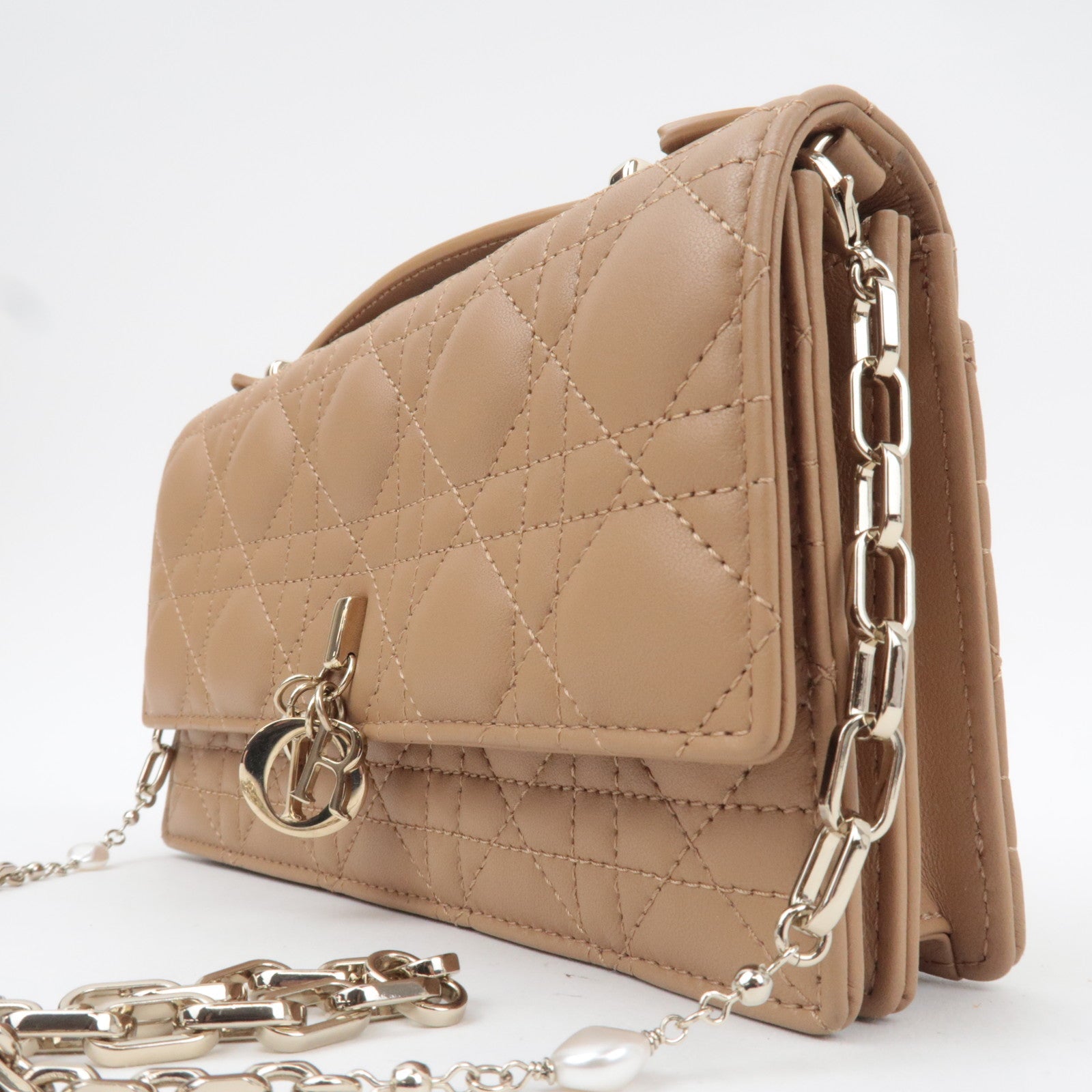 Christian Dior Cannage My Dior Mini Bag Lambskin Tan S0980ONMJ *Box, Dust bag, Chain Strap