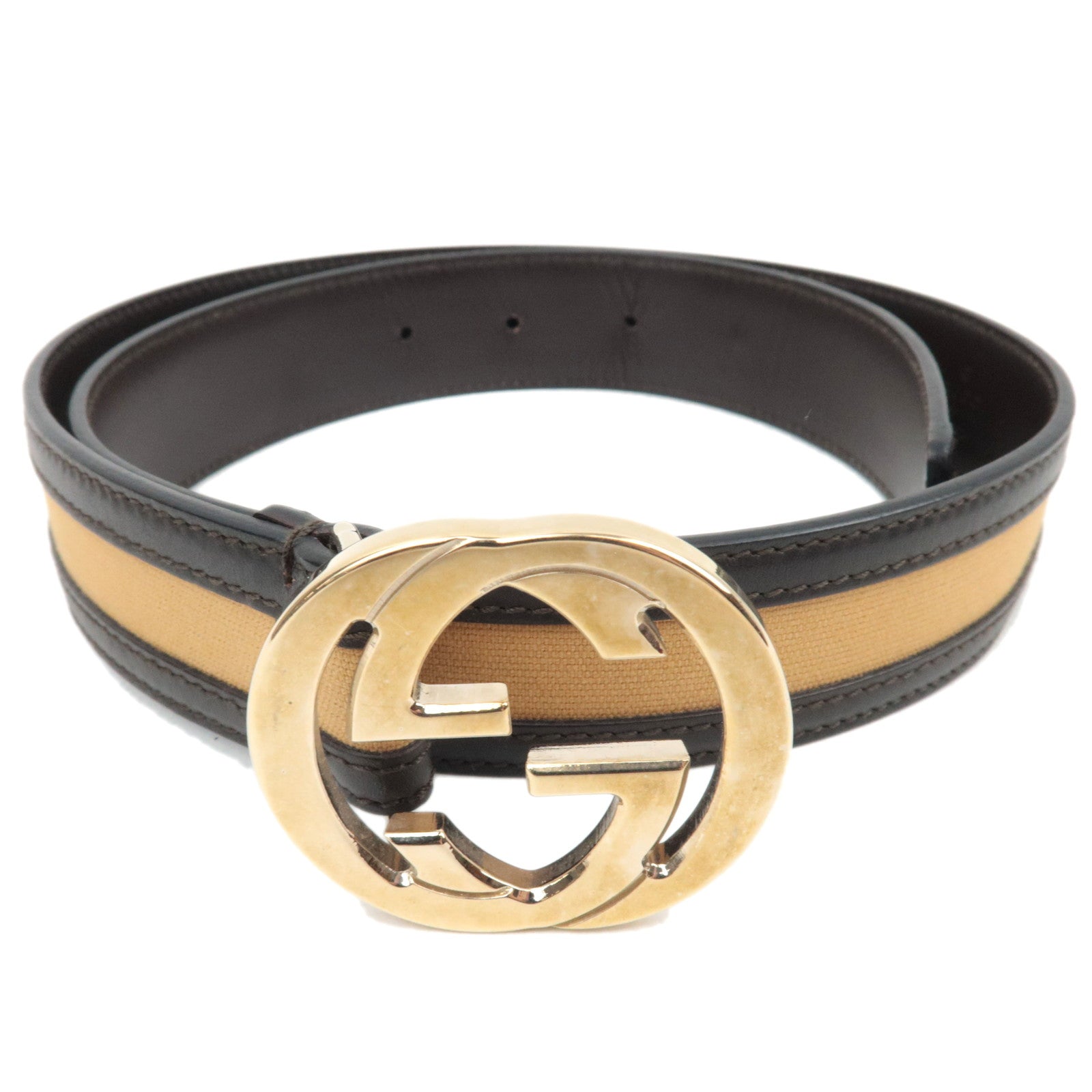 GUCCI Interlocking G Belt 70/28 Leather Canvas 037.1766.137181854