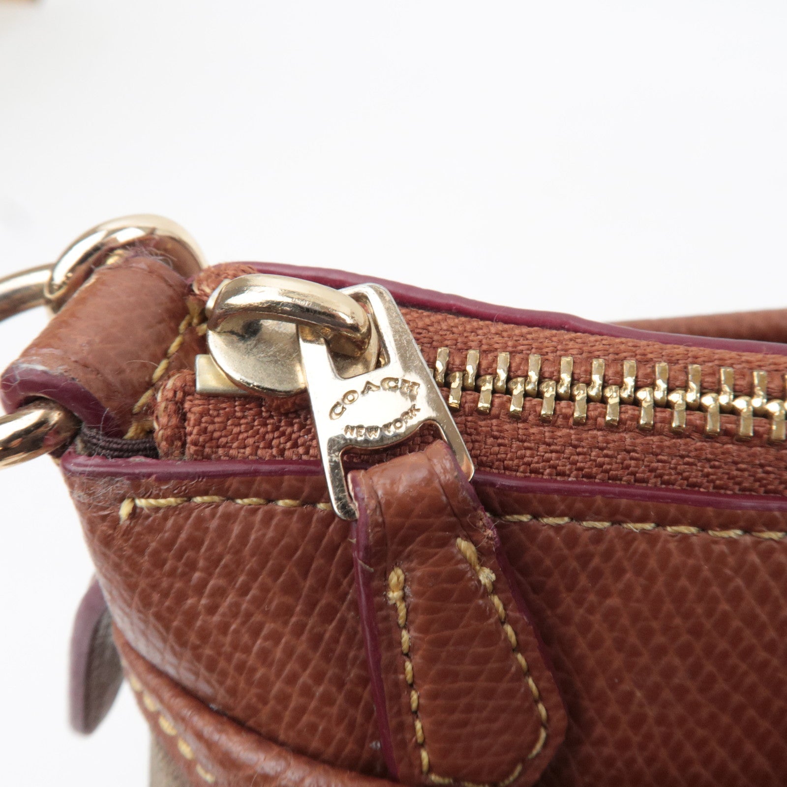 COACH Signature 2Way Handbag PVC Leather Beige Brown F34617 *Strap