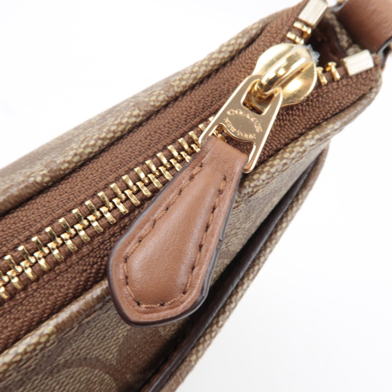 COACH Signature Shoulder Bag PVC Leather Beige Brown F58309