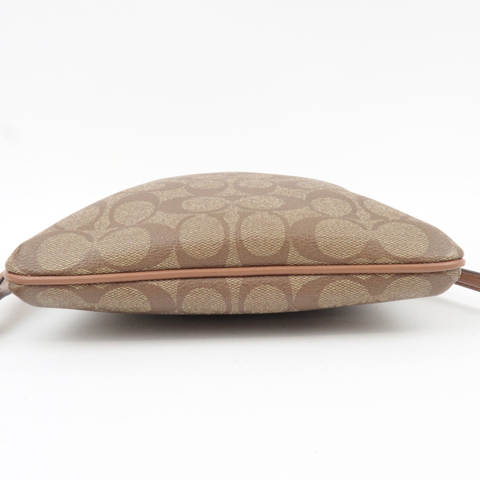 COACH Signature Shoulder Bag PVC Leather Beige Brown F58309