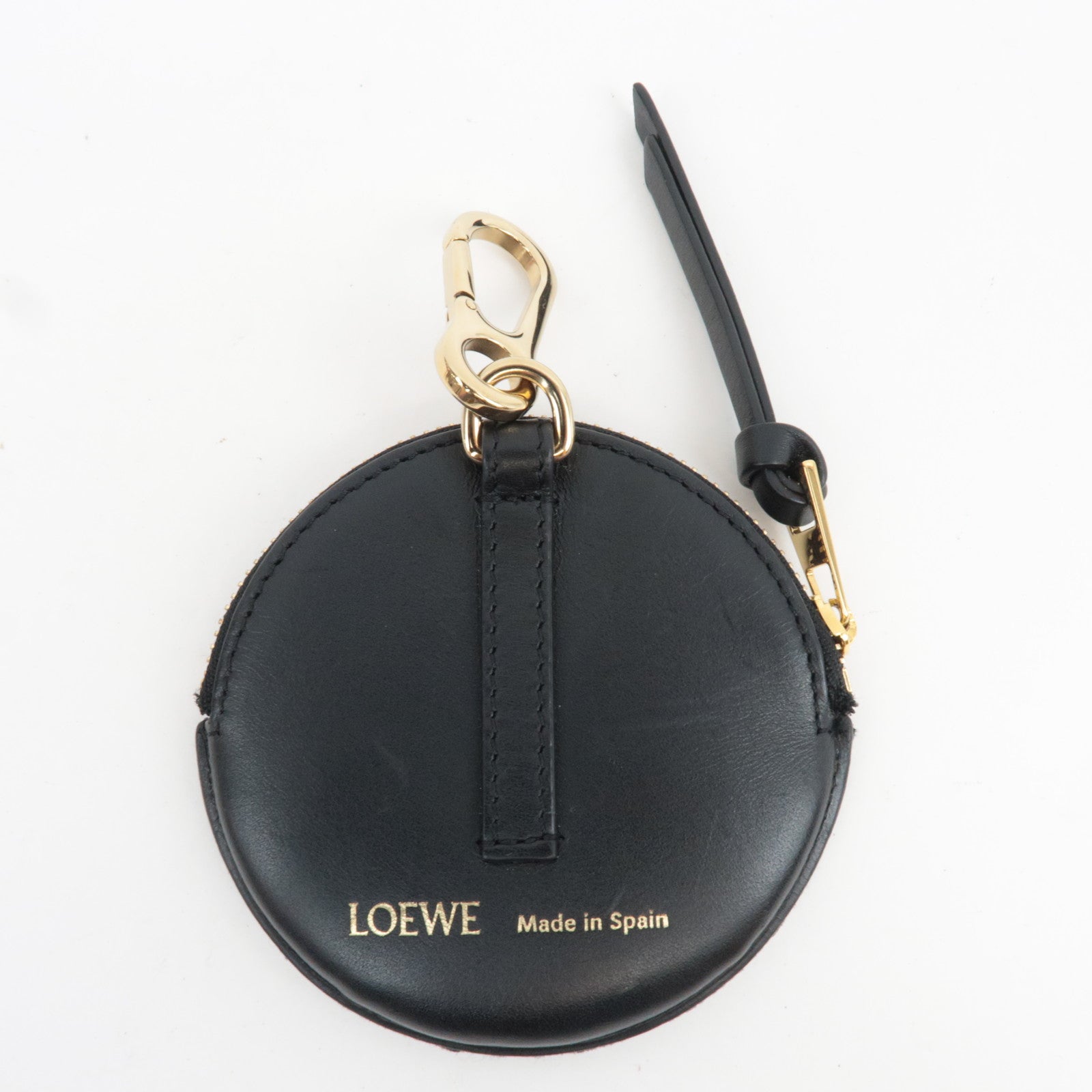 LOEWE Anagram Cookie Charm Coin Case Jacquard Calfskin Navy Black *Box, Dust bag