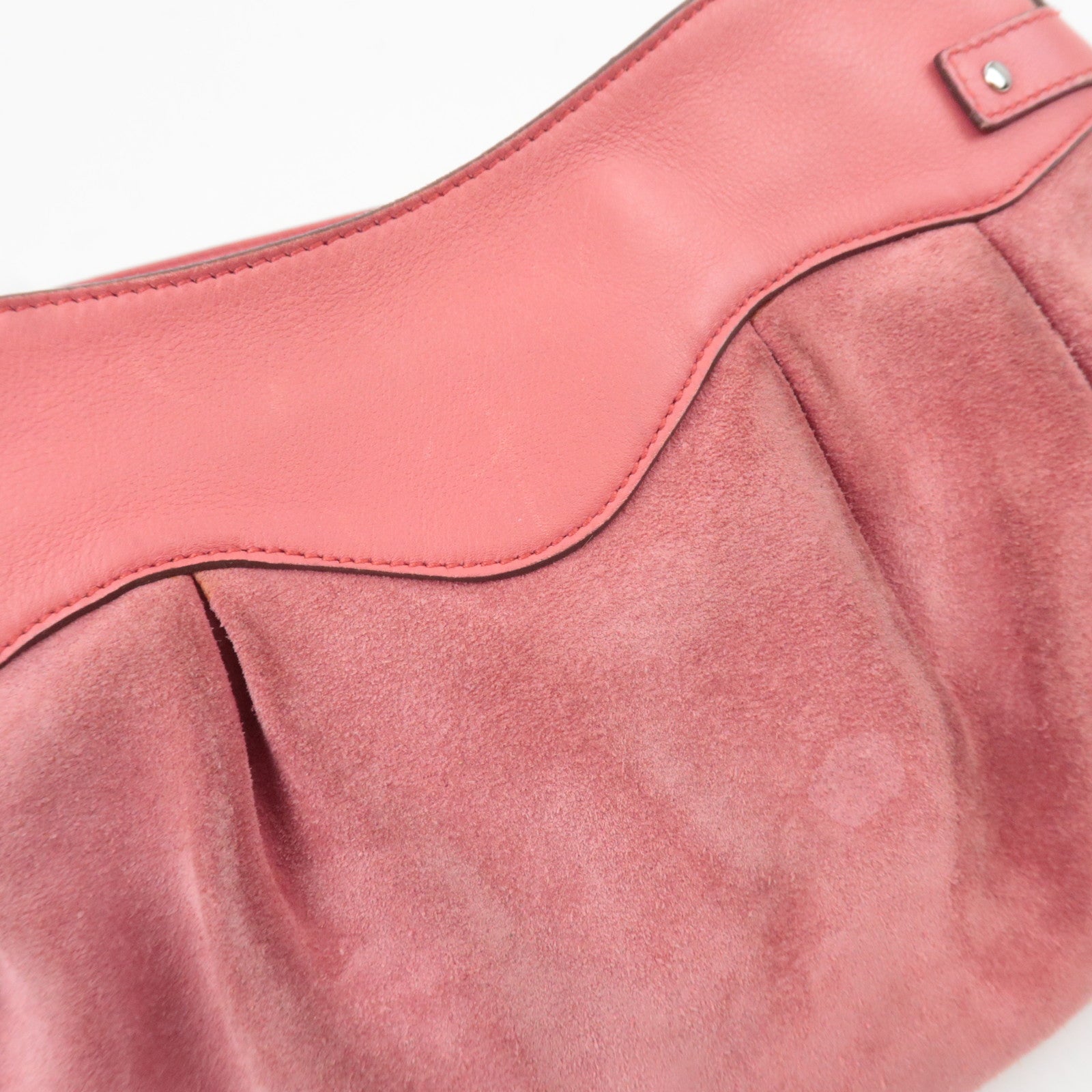 Ferragamo Gancini Shoulder Bag Suede Leather Pink