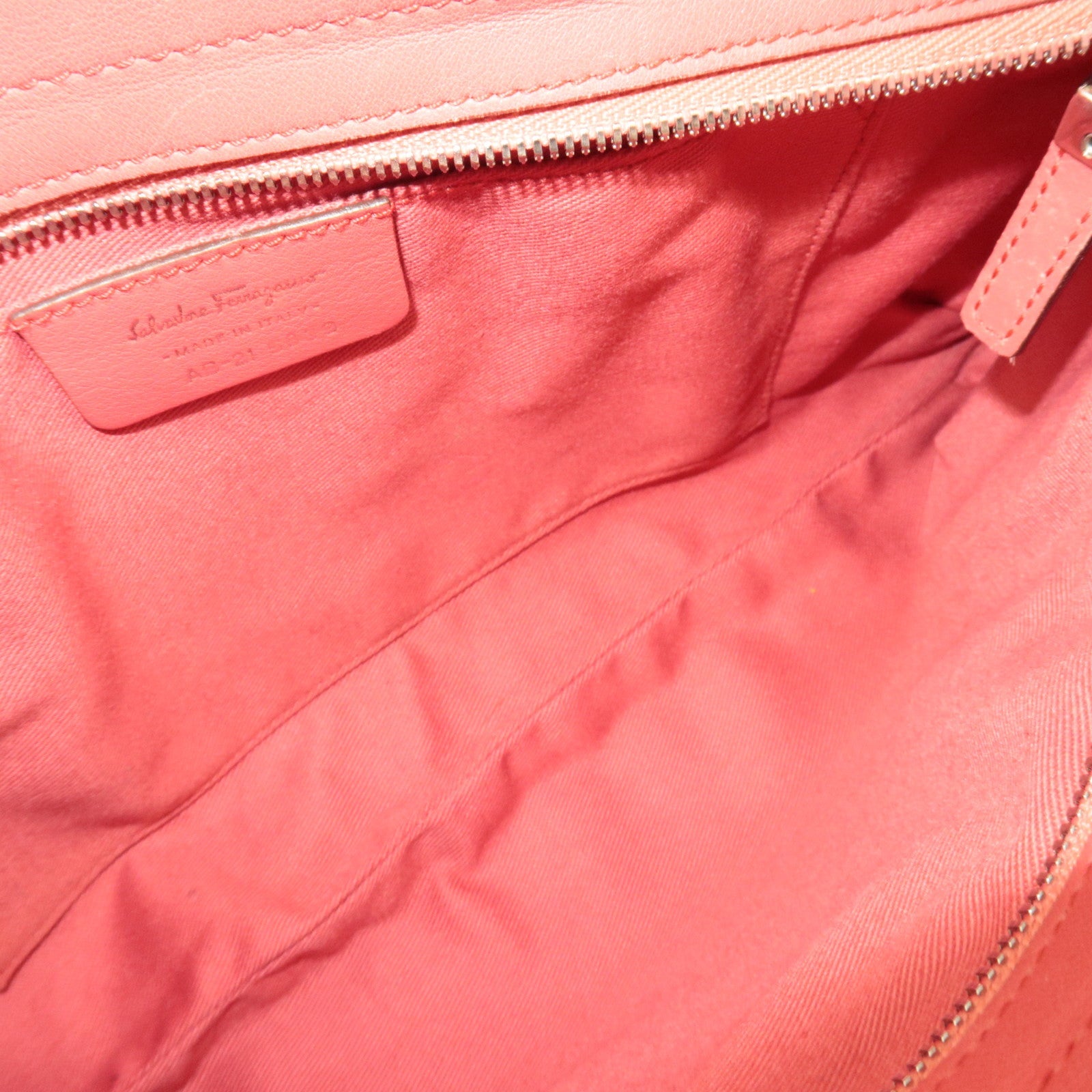 Ferragamo Gancini Shoulder Bag Suede Leather Pink