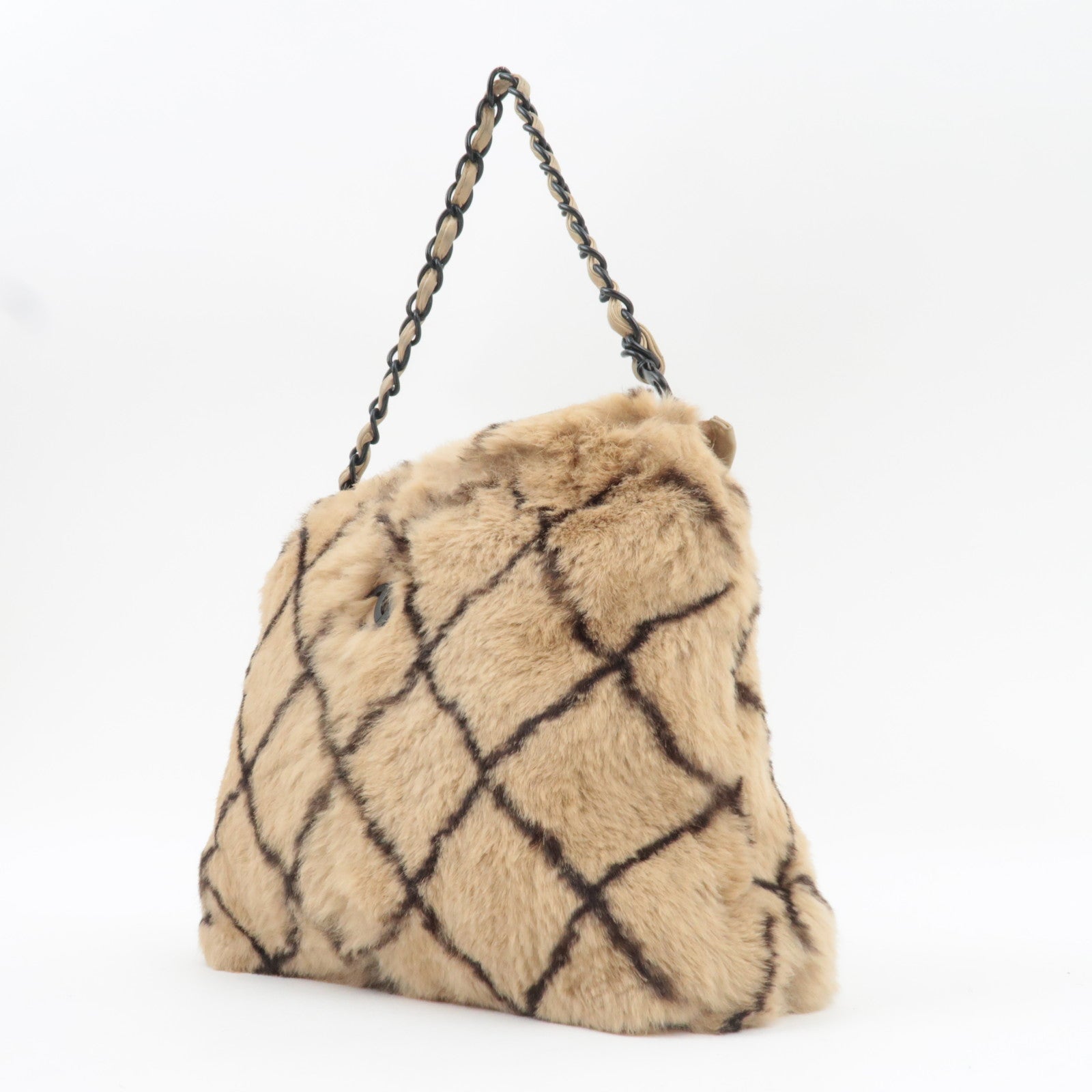 CHANEL Matelasse Chain Shoulder Bag Lapin Beige 7035719 *G card