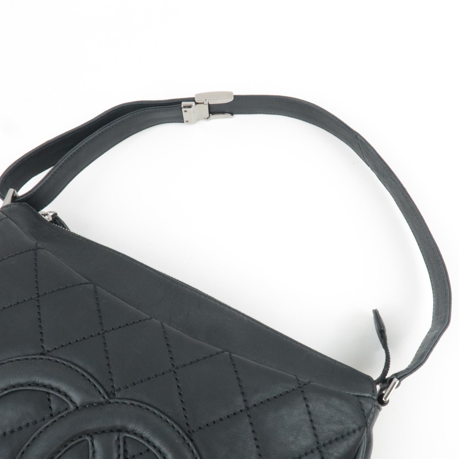 CHANEL Wild Stitch Matelasse Shoulder Bag Leather Black Silver HDW *Dust bag, G card